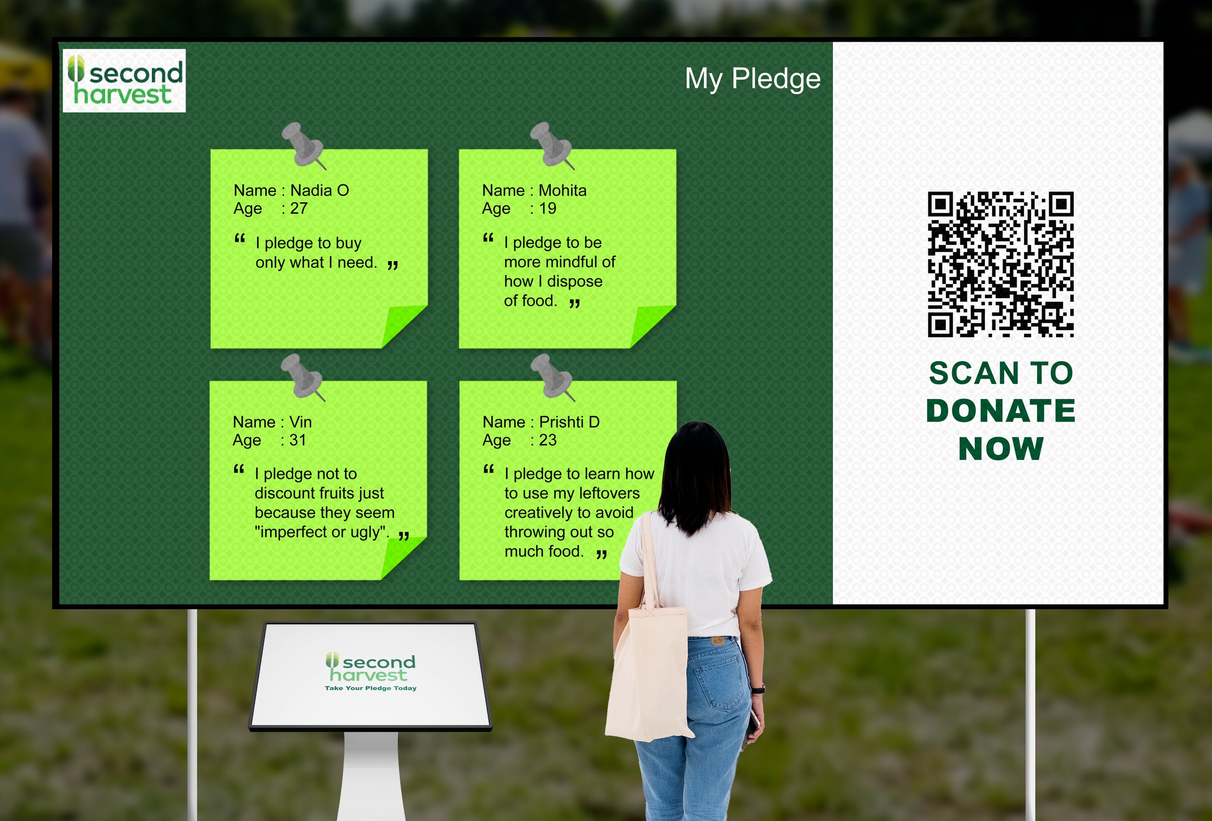 Digital pledge board along with CTA to drive donations place after the mirror popup