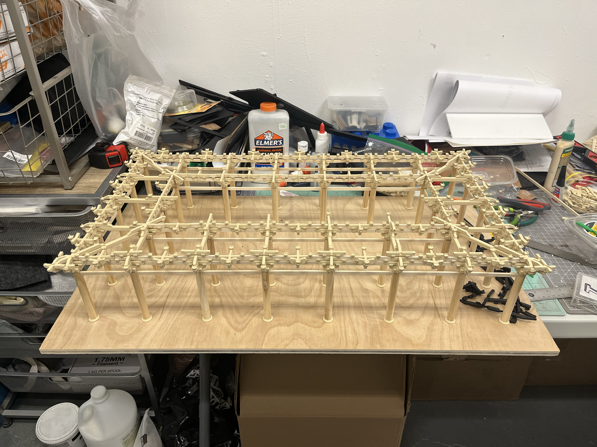 The current phase of the research involves studying relevant literature on traditional Chinese architecture and utilizing 3D modeling tools to assist in understanding the temple’s complex structural system. Based on this research, a one-quarter scale