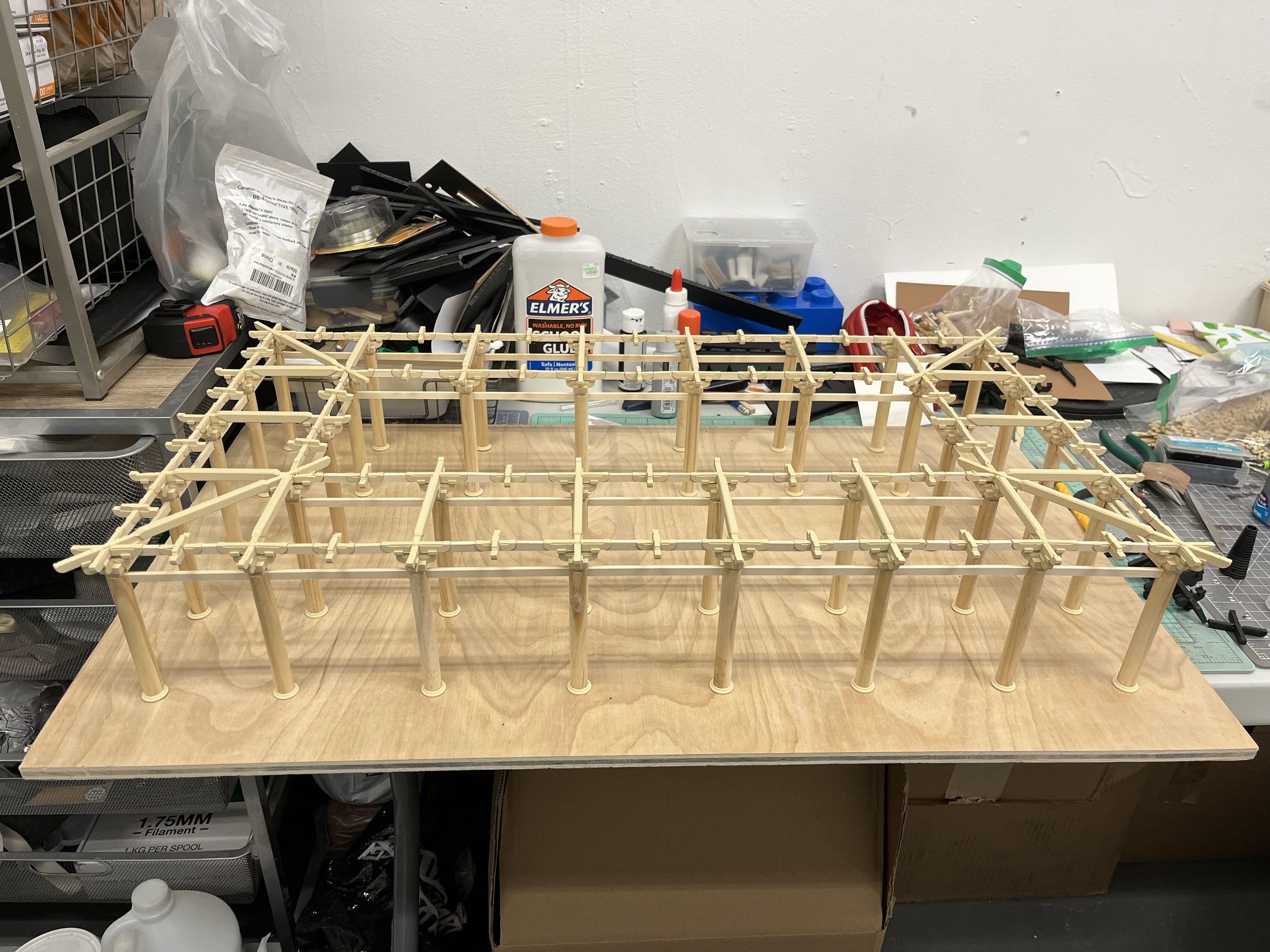 The current phase of the research involves studying relevant literature on traditional Chinese architecture and utilizing 3D modeling tools to assist in understanding the temple’s complex structural system. Based on this research, a one-quarter scale