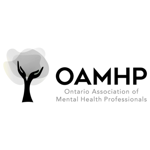 Logo of the Ontarios Association of Medical Health Professionals, featuring a gray rose with black hands as petals, and text.