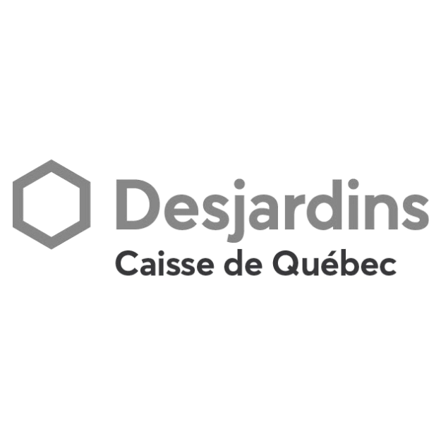 Desjardins logo with a hexagon icon and the text 'Desjardins Caisse de Québec' underneath.
