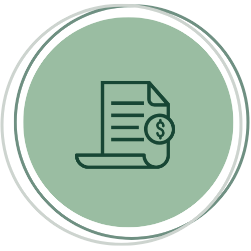 Icon of a financial document with a dollar sign.