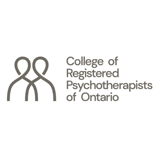 Logo of the College of Registered Psychotherapists of Ontario featuring two abstract human figures and text.