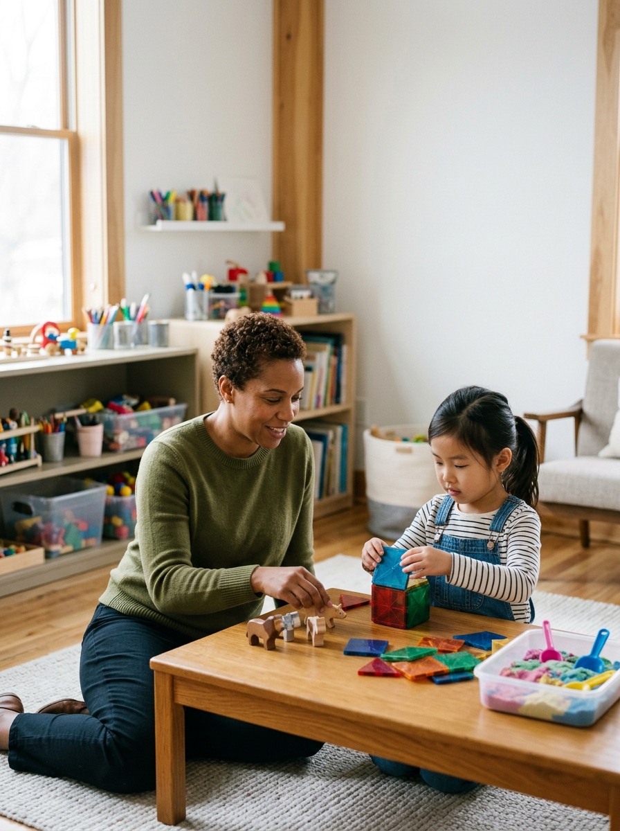 Parent and child participating in Parent-Child Interaction Therapy