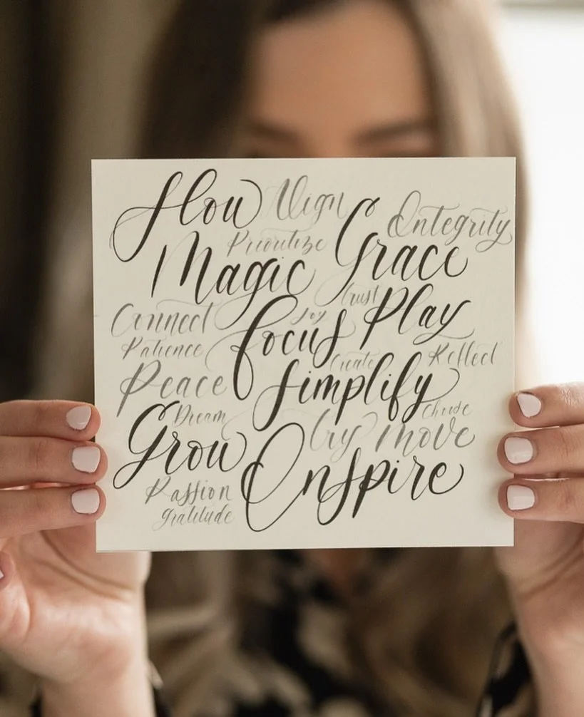 What word did you see first? 👇

Let it be your guide today + inspiration for a journal entry💭📖✍️✨

Photo: @townandcountycollective 

#calligraphy #journalingprompts #journalprompt #bulletjournaling #moderncalligraphy