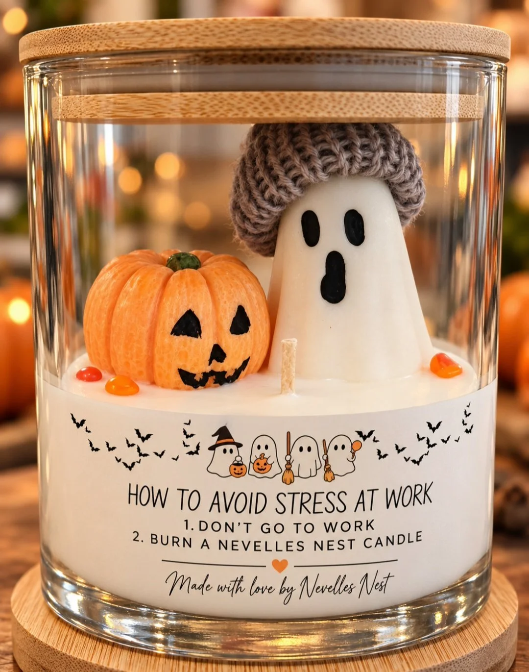 Haunted Orchard Ghost/pumpkin soy coconut candle