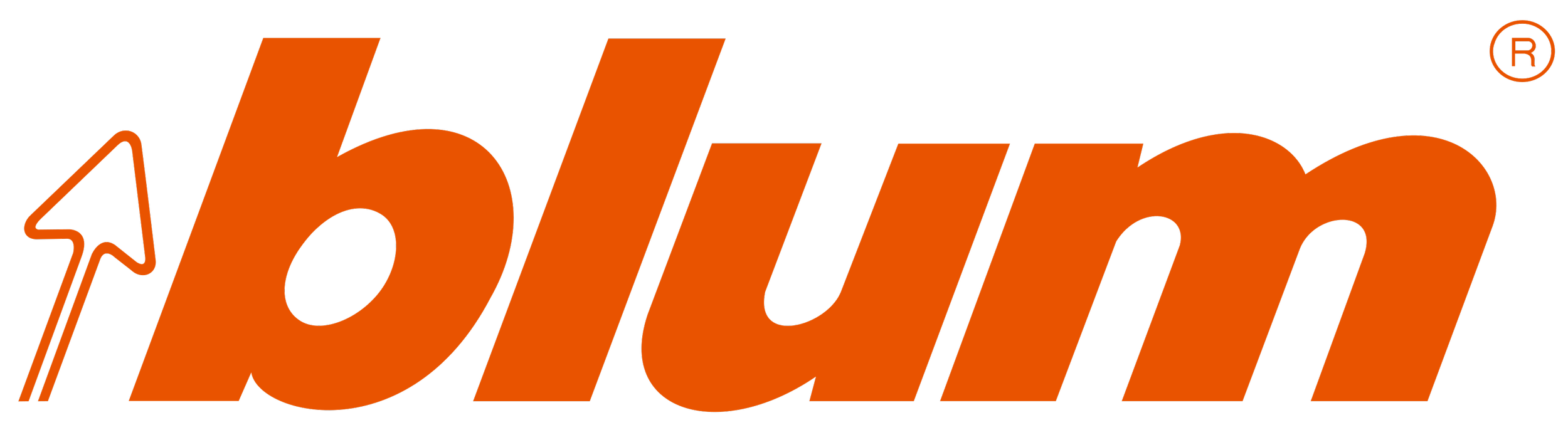 Blum logo, bright orange, proud to use quality and premium joinery suppliers