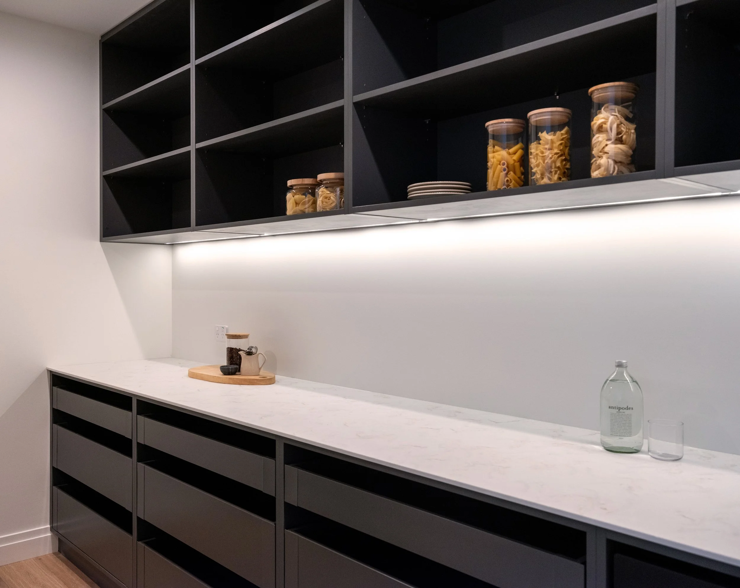 scullery storage solutions, custom cabinetry for laundries, wardrobes, feature units and anything custom to suit your space.