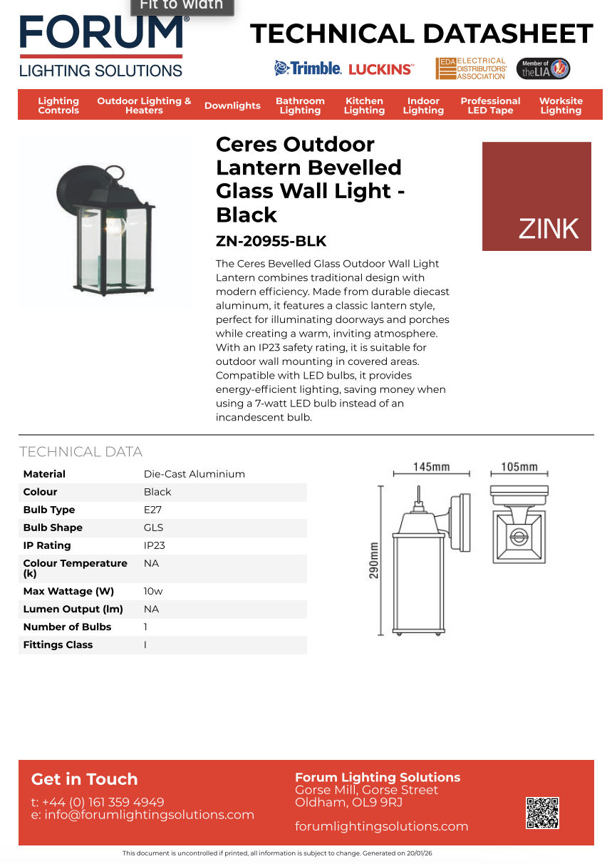 Ceres ZN-20955-BLK Datasheet