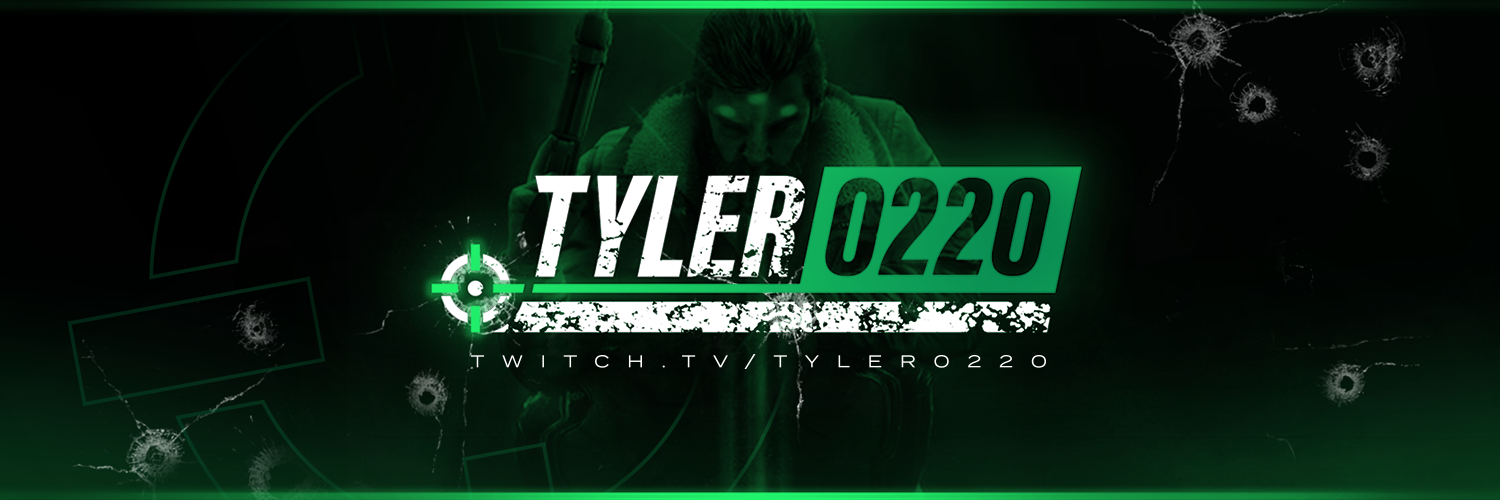 Branding for Tyler0220, a Twitch streamer primarily playing FPS games.