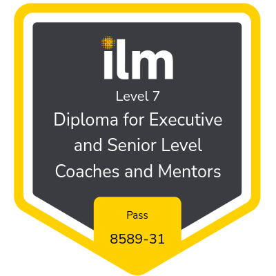 ILM Level 7 Diploma for Executive and Senior Level Coaches and Mentors badge with pass number 8589-31.