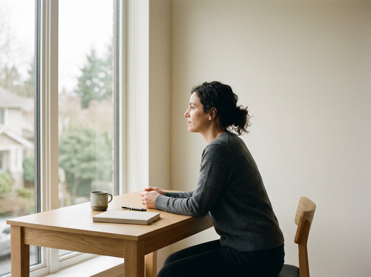 A woman looking out the window
