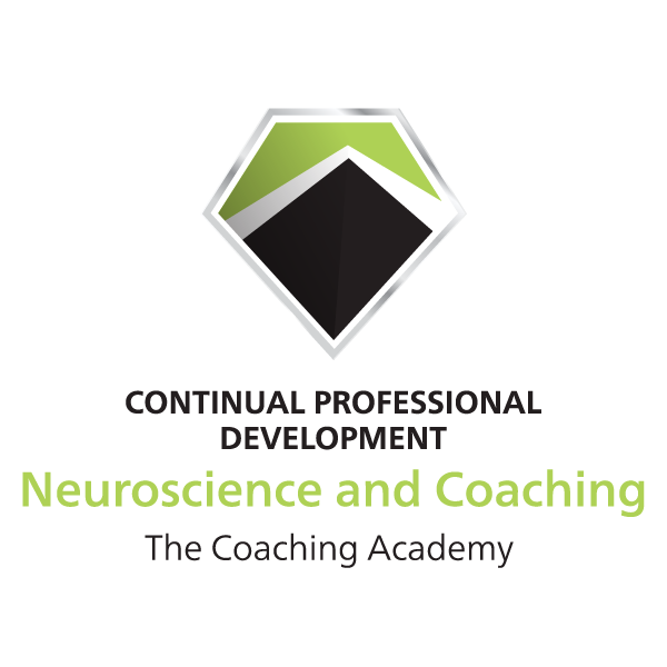 Logo with green, black, and gray geometric shapes above the text 'Continual Professional Development' and 'Neuroscience and Coaching' in green, and 'The Coaching Academy' in black.