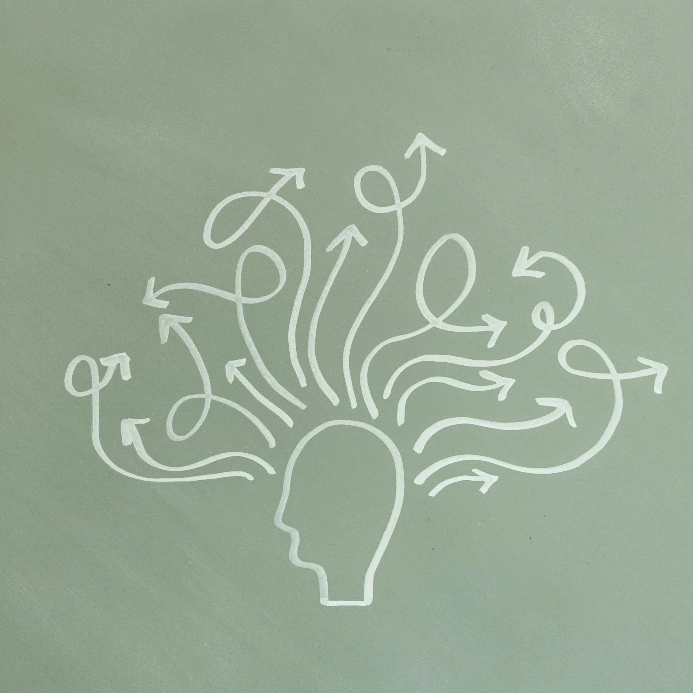 Brain with many thoughts