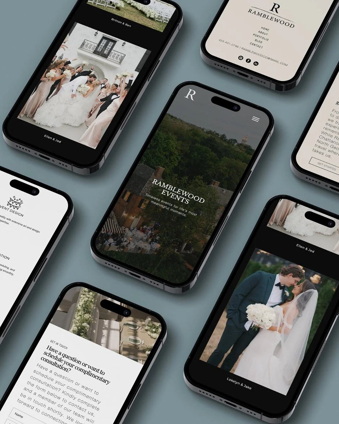 Another homepage refresh finished for our client, @ramblewoodevents!
 As wedding professionals, they know the importance of updating their marketing materials before a busy booking season. This new design highlights their services and showcases recen