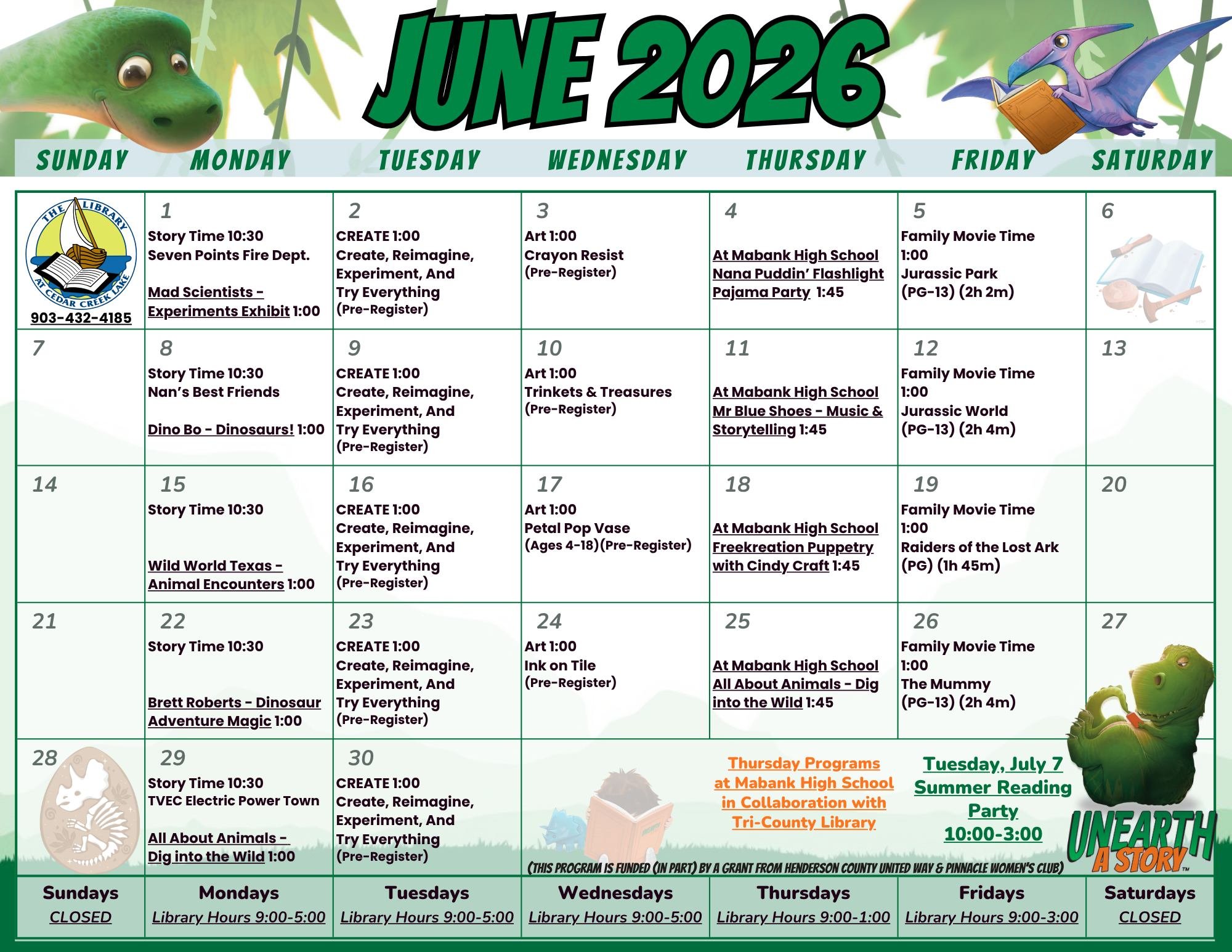 Library at Cedar Creek Lake Summer Reading Program.jpg
