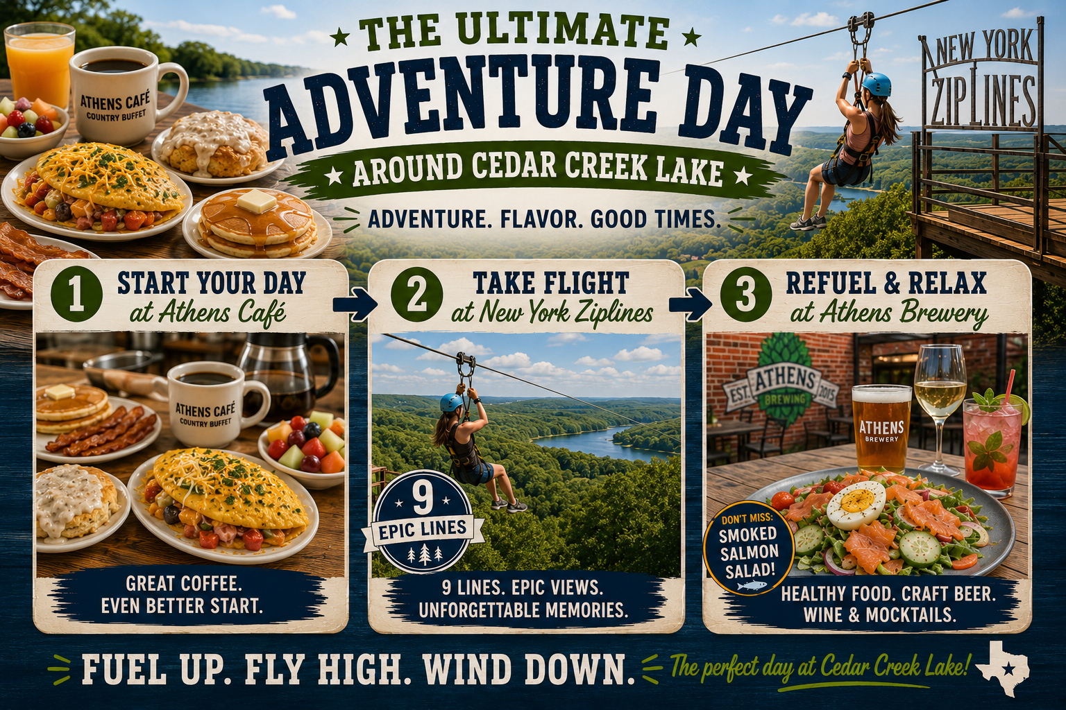 Zipline Adventure Day Near Cedar Creek Lake