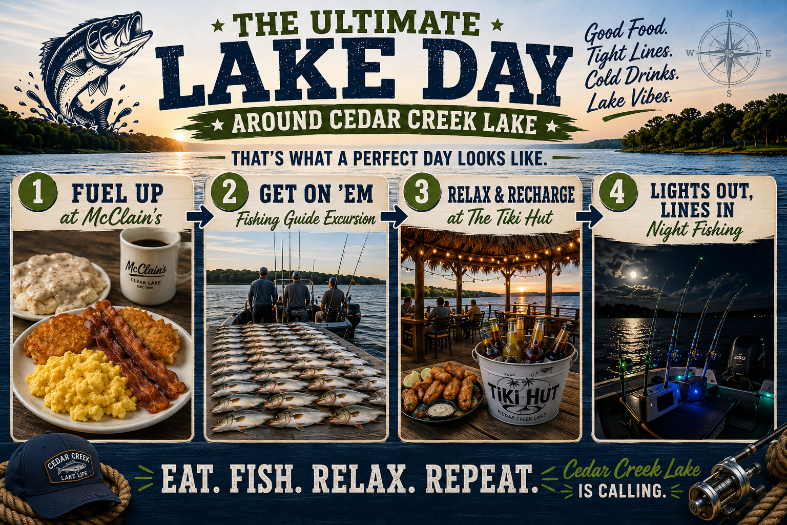 The Ultimate Guys Fishing Getaway at Cedar Creek Lake