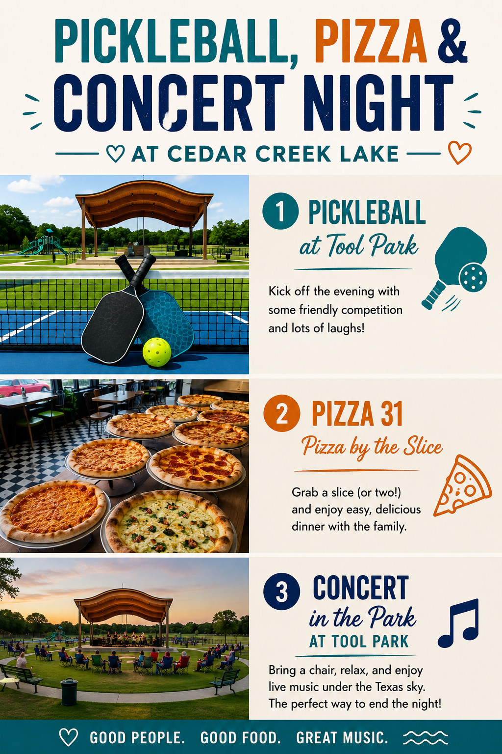 Affordable Summer Fun at CCL (pickleball, pizza and live music)