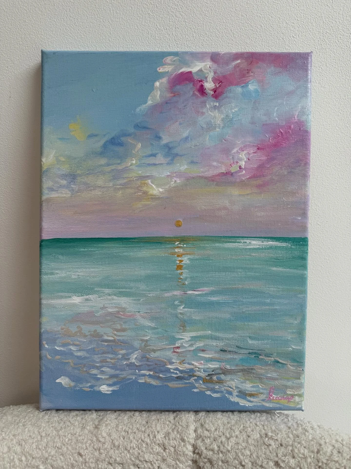 endless summer🎀 🌊 this one reminds me of pastel coloured ice-cream or a dessert?!🍨🧁🍮 the best way to hold onto that summer feeling is through a painting 🫶🍧🎀

an original painting
acrylic paint on canvas
painting size: 9 x 12 inches, 1.5cm thi