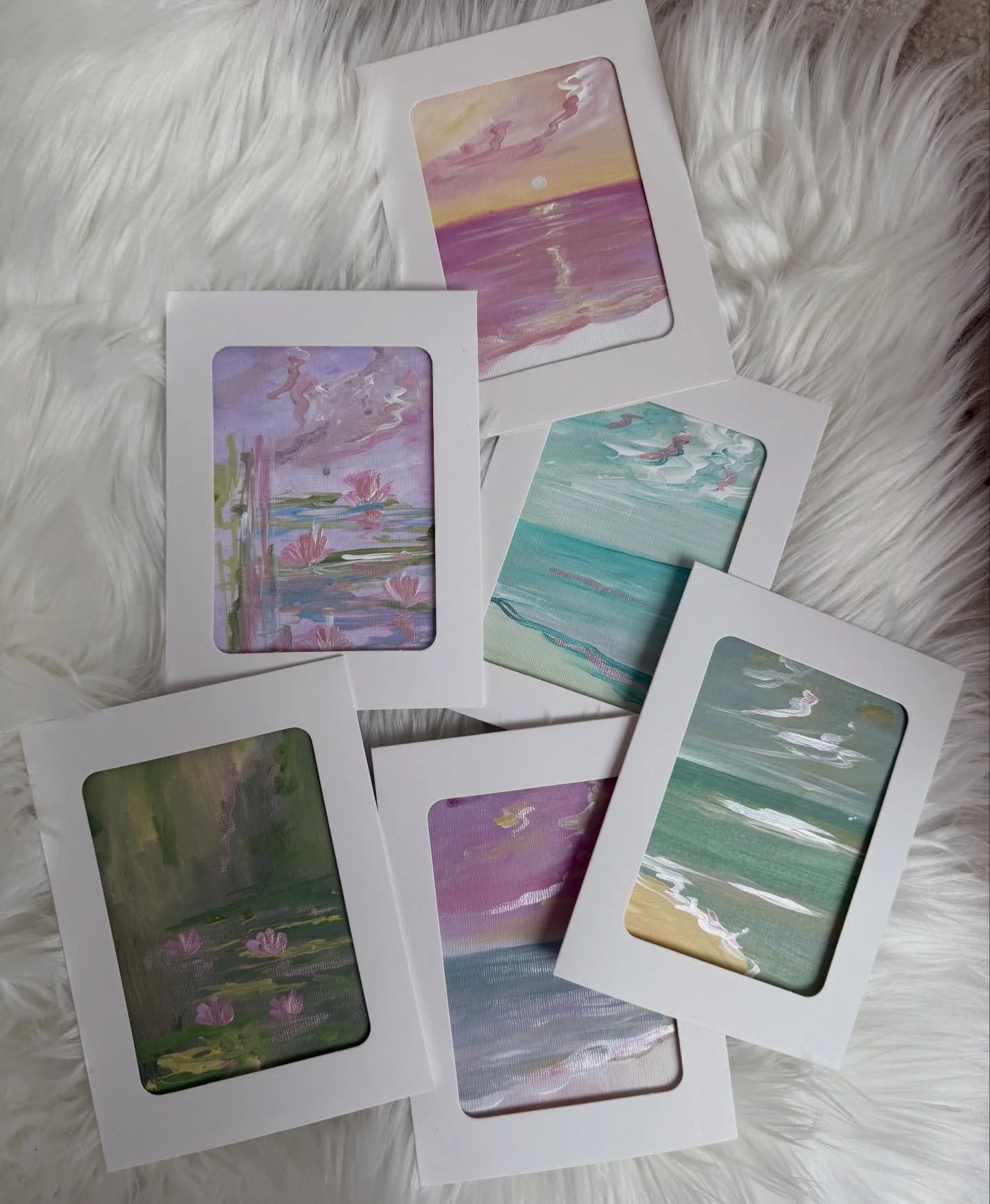 i hope you&rsquo;re all having a lovely sunday 💗 🕯️ 

i have just released 6 NEW affirmation paintings on www.luciapaps.com 🥹🎀

the affirmation cards are original, framed paintings. collectible, designed keepsakes you can keep close, to remind yo