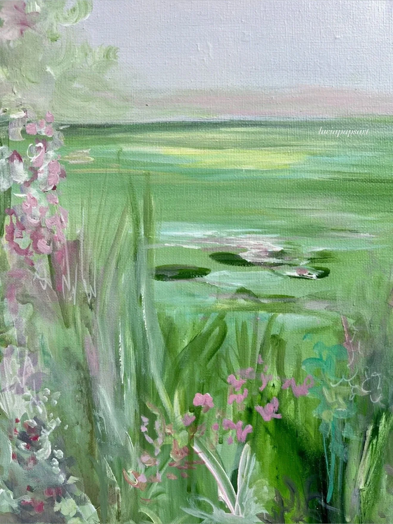 my art is for the people who feel calm when they&rsquo;re in nature 🌿💘🪷🌸

this one&rsquo;s titled &lsquo;a peaceful moment&rsquo; 

🎀

acrylic paint on 1.5cm thick edge canvas
protected with gloss varnish
40cm x 50cm
2025