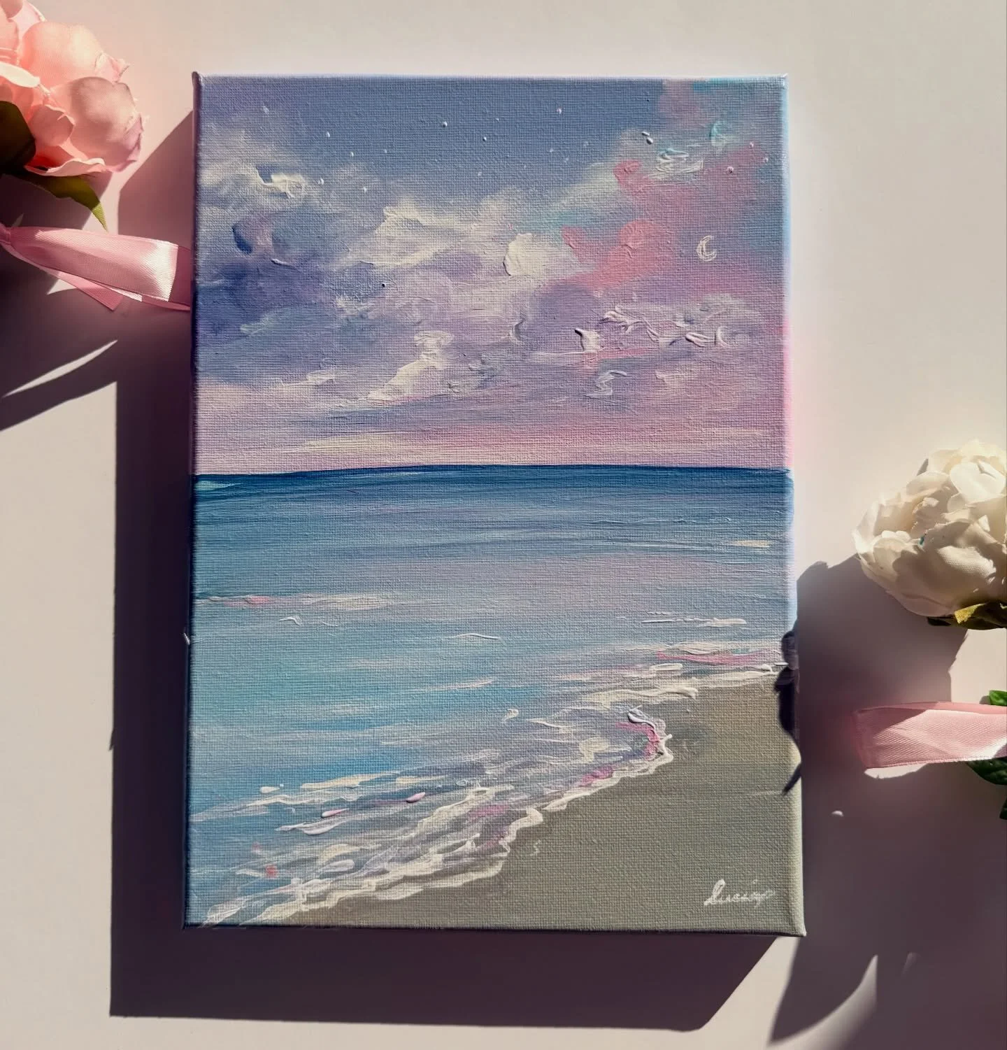 i love this one sooo much 💘 a painting launching in my &lsquo;treasures &amp; keepsakes&rsquo; collection tomorrow (today for email subscribers) 🥹☁️💜🪽