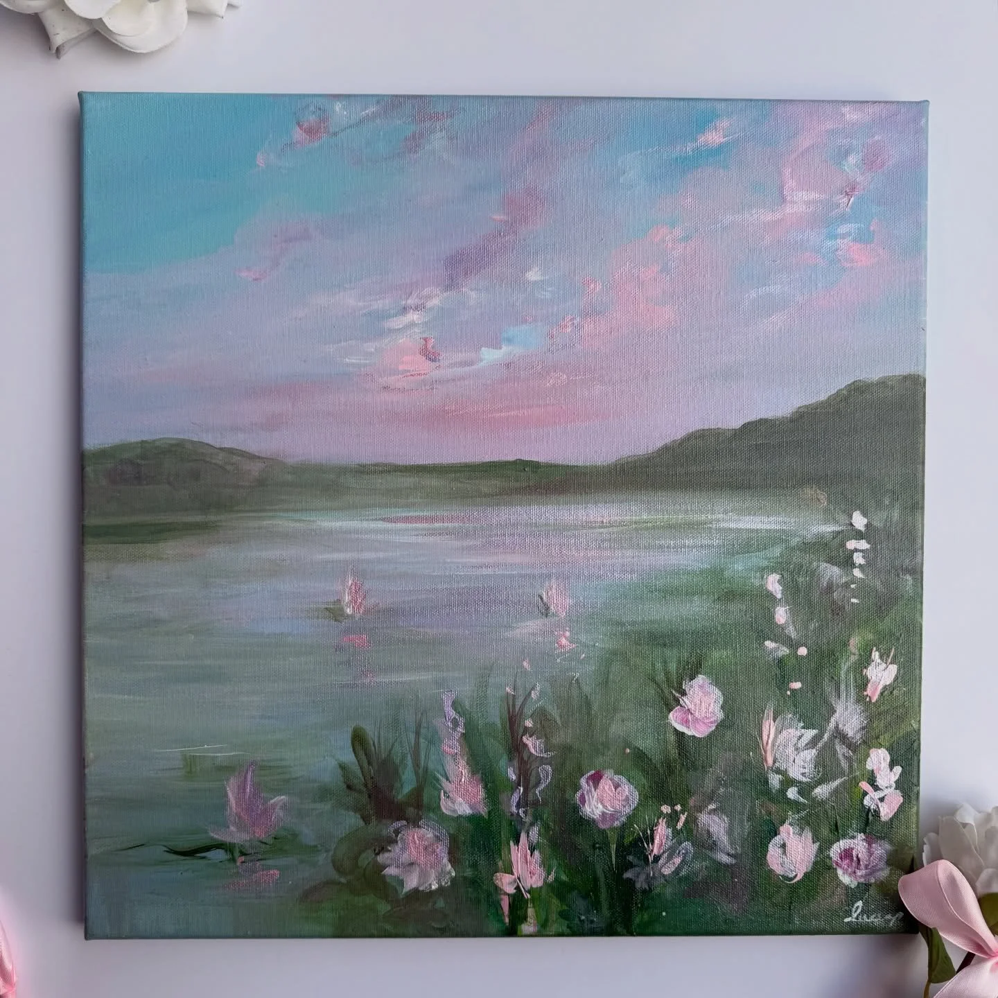 happy international women&rsquo;s day🌸💗🌷 today we celebrate all of the wonderful, strong women in our livesss 💗🥰

&ldquo;peace finds you here&rdquo; 
a peaceful painting with romantic florals. 🪷 a reminder of the beautiful places in nature that