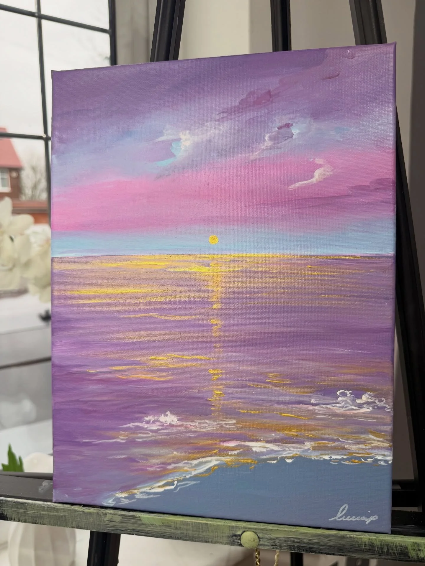 a new custom painting💜 a pretty purple &amp; pink sunset painting <3333
