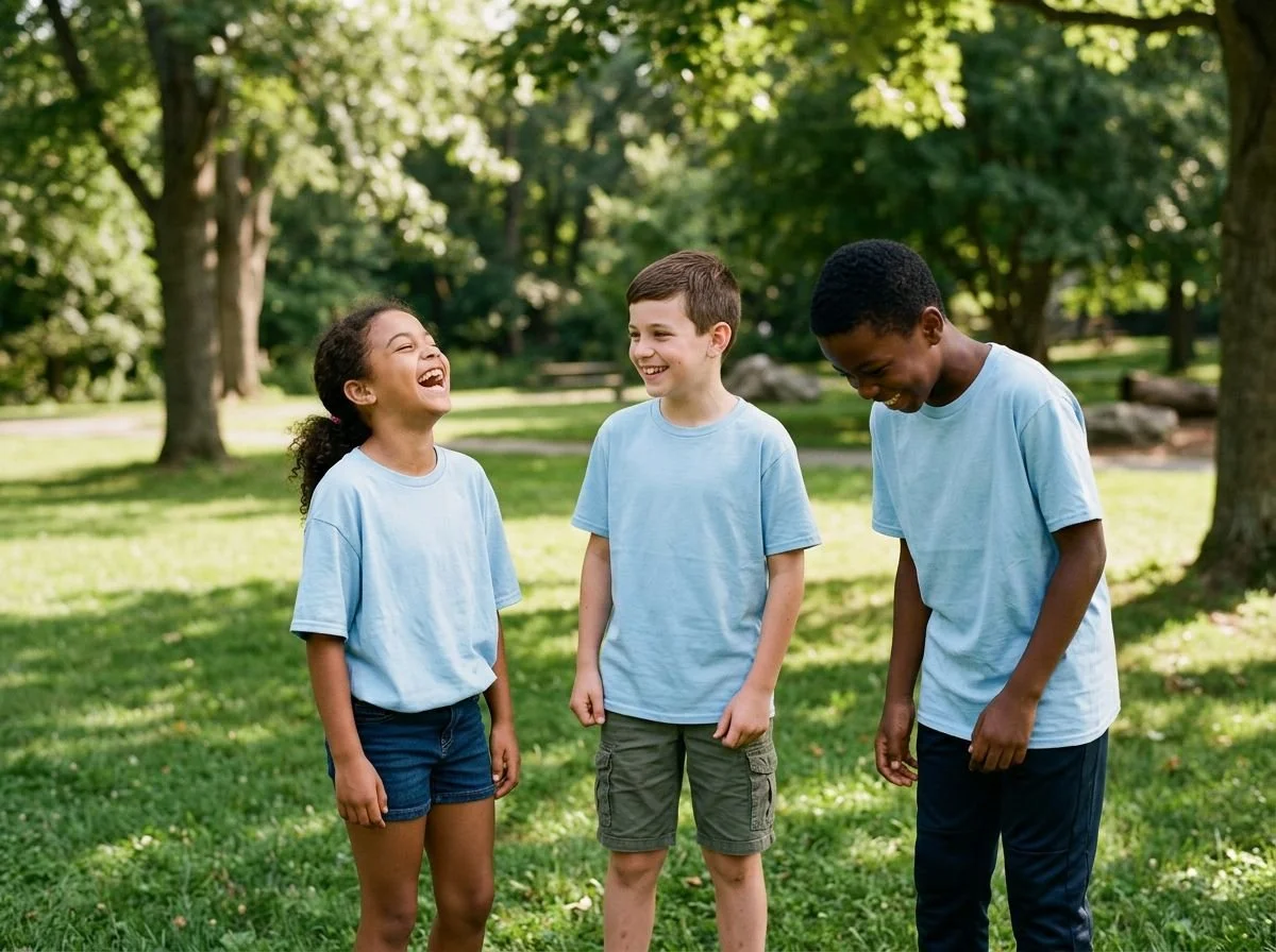 Enfants du camp de jour qui s'amusent au parc l'été