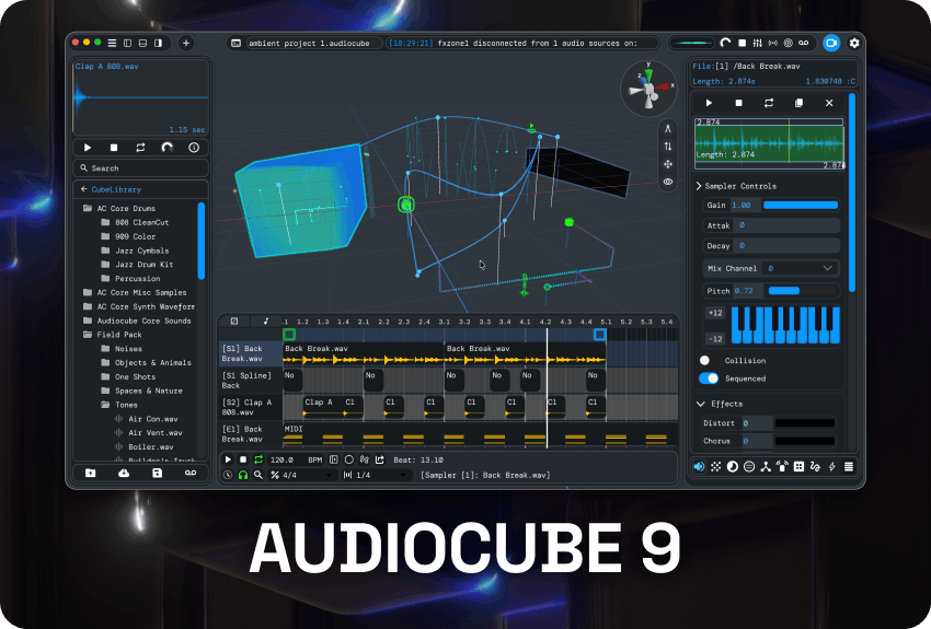 Audiocube 9 - Timeline, Splines, Gizmos, Shapes &amp; More