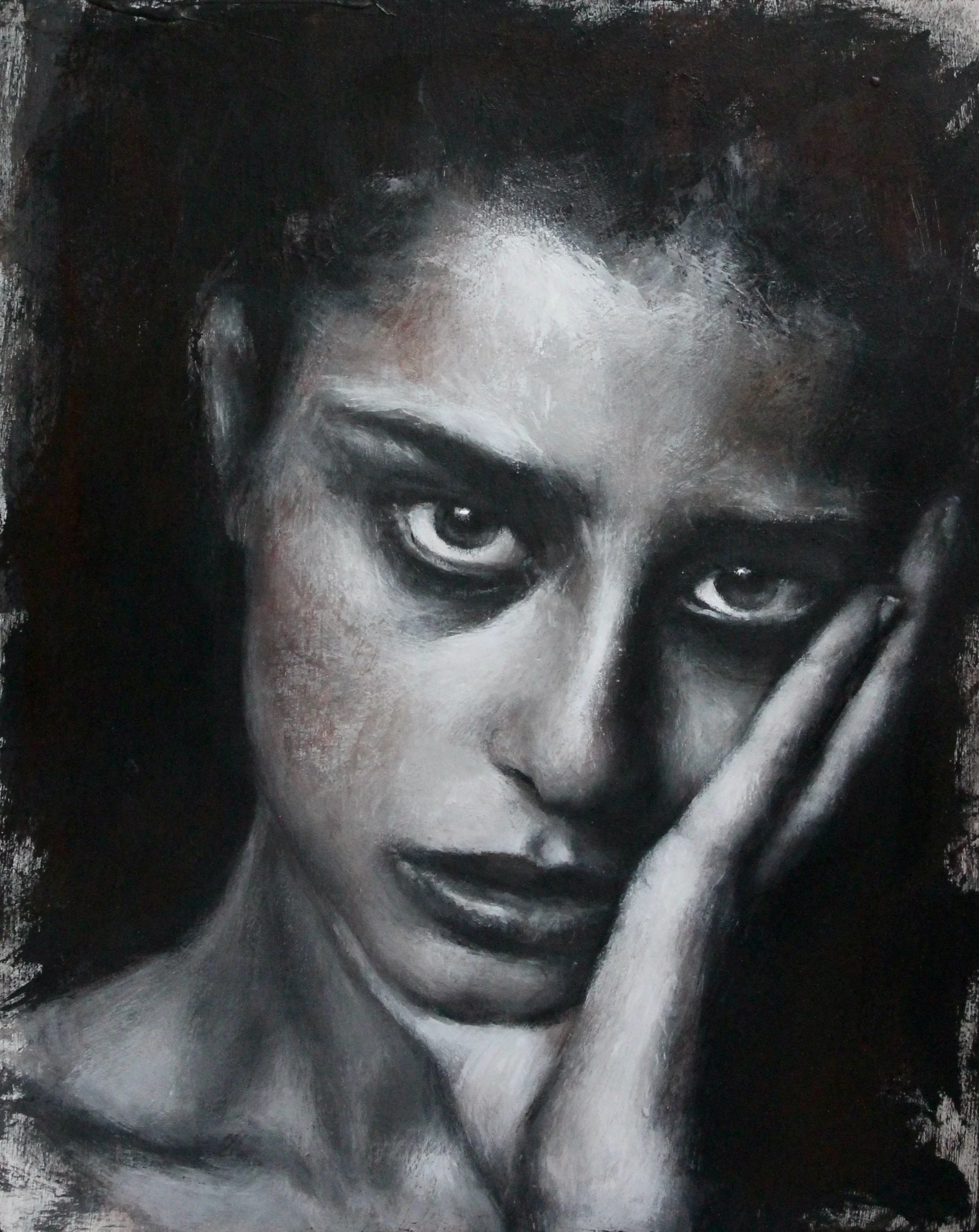 My dark side - acrylic colors and black gesso  on wood - 20x25 - 2024 (SOLD)