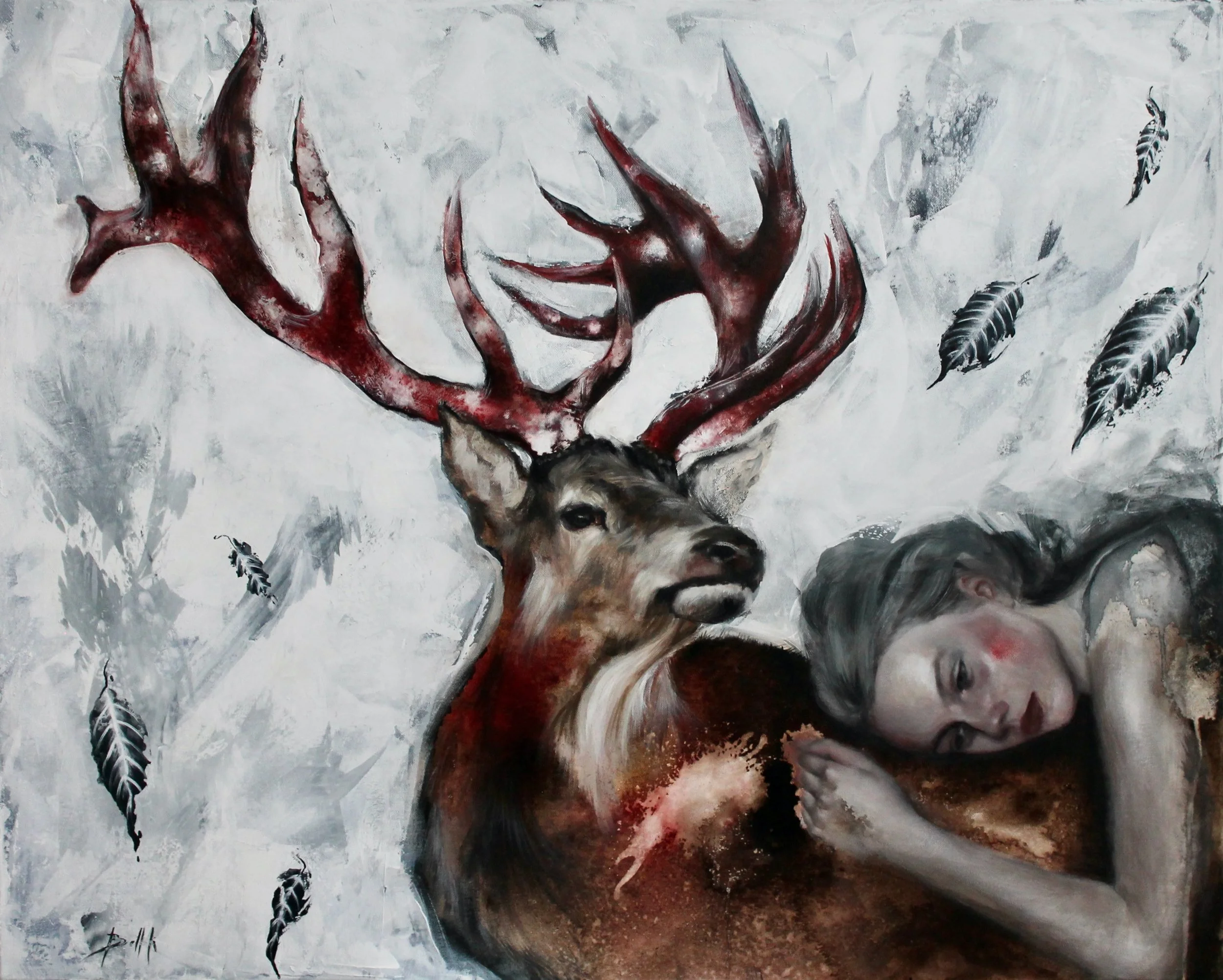 Loud is the sound of the wind - acrylic colors, gesso, soft pastels and ink on canvas - 100x80 - 2022 (SOLD)