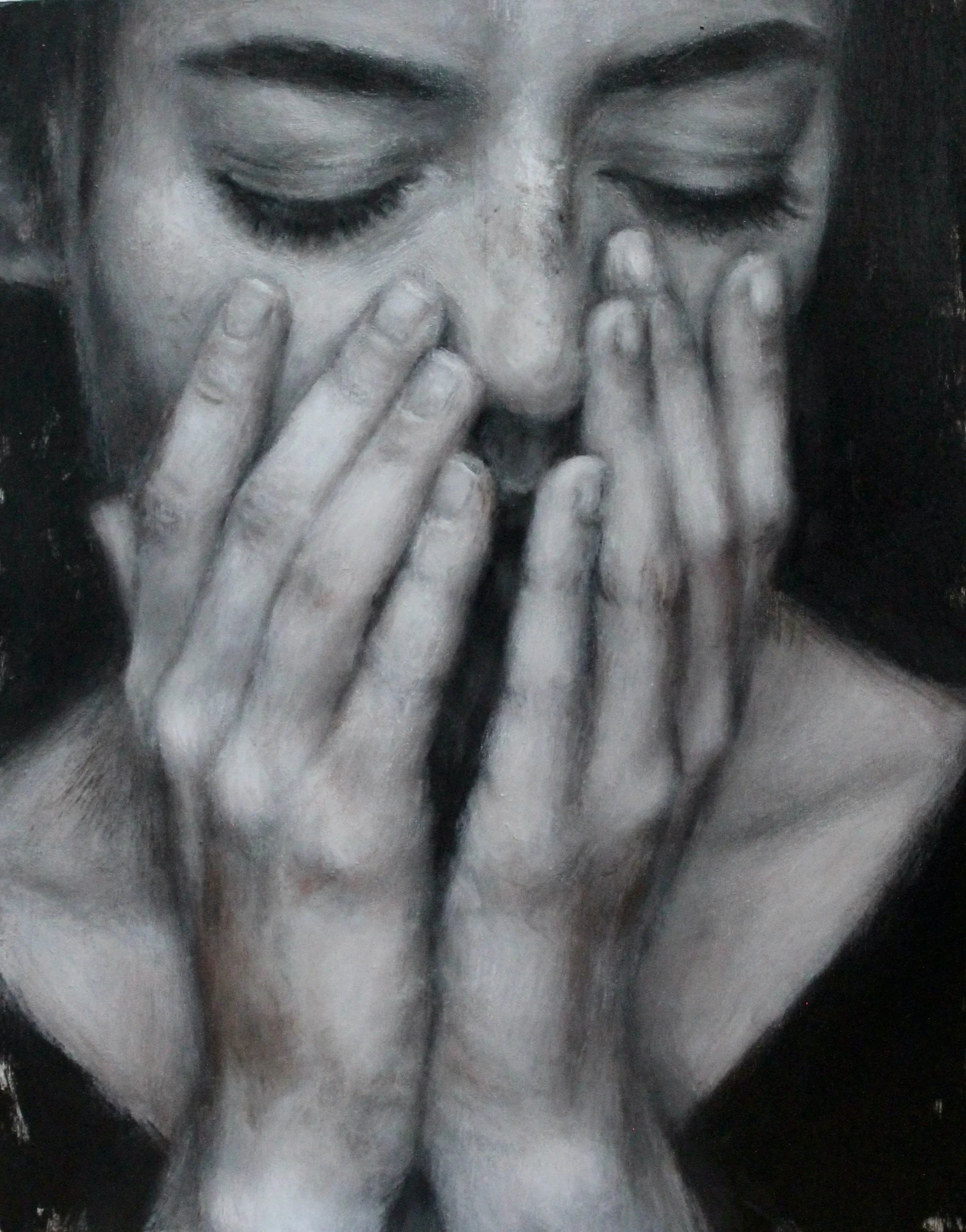 Nothing happens before a dream - acrylic colors and black gesso on wood - 20x25 - 2024 (SOLD)