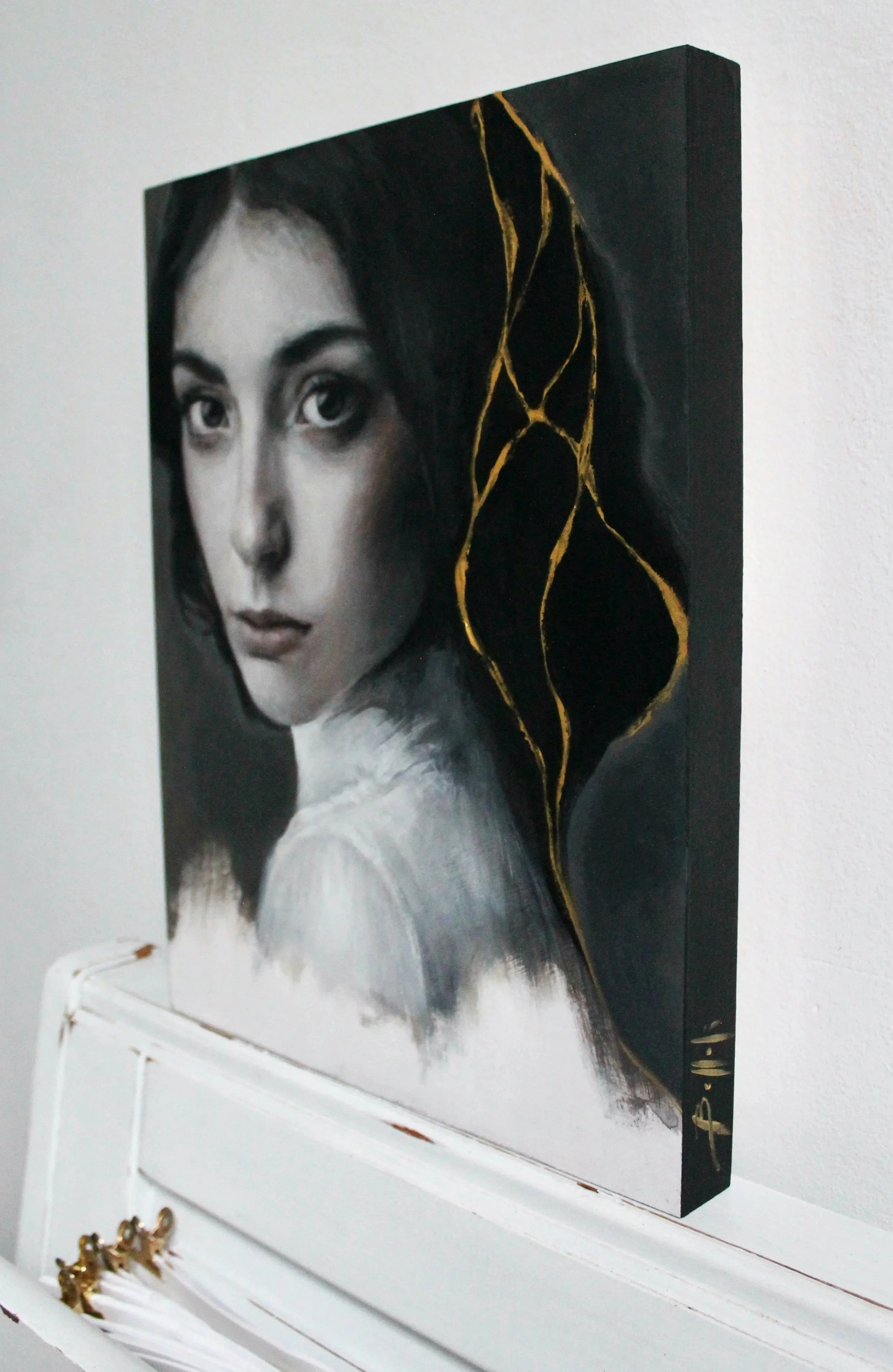 My Kintsugi III - acrylic colors and gesso on wood - 30x40