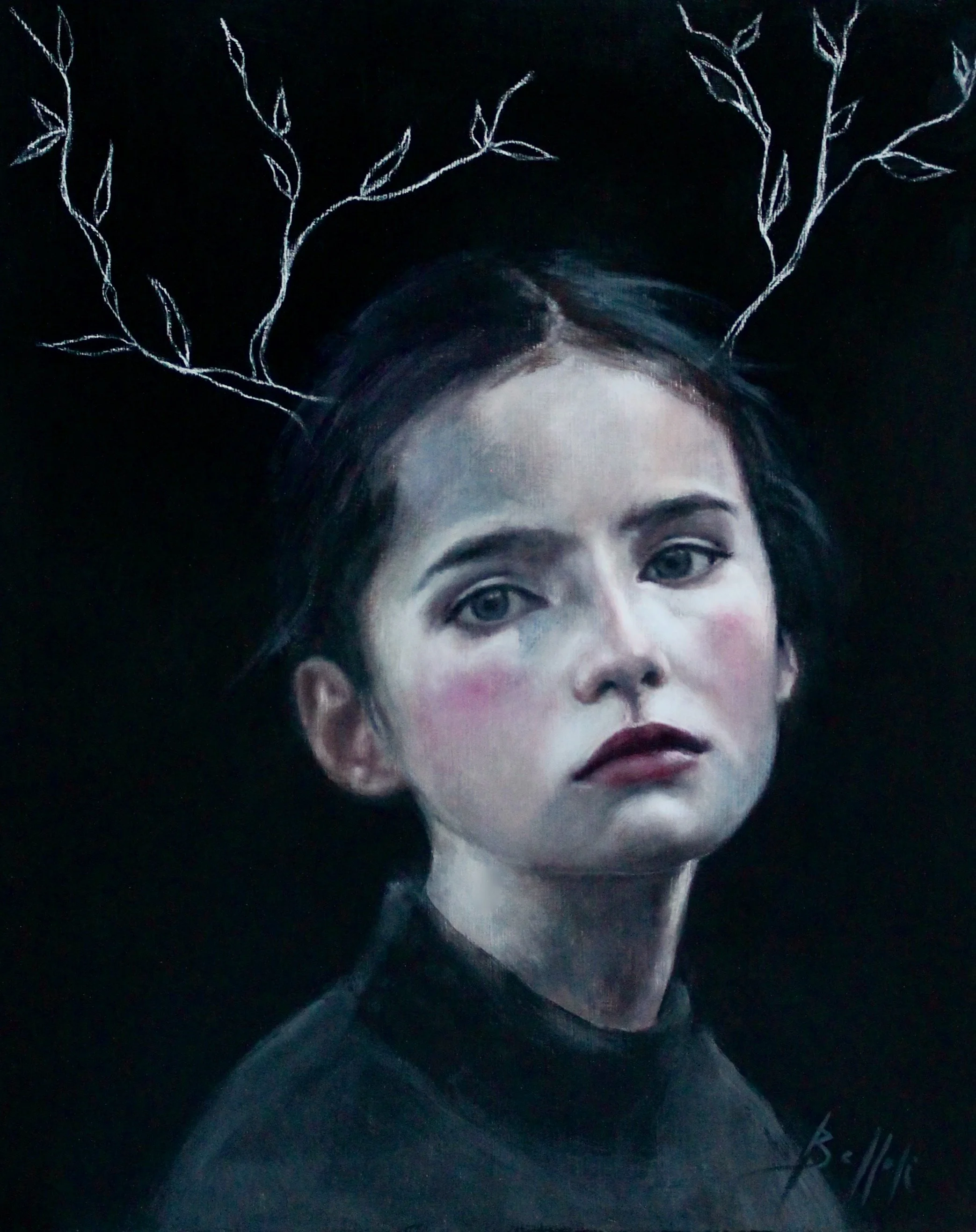 Botanical II - acrylic colors and charcoal on wood - 40x50 - 2022 (SOLD)