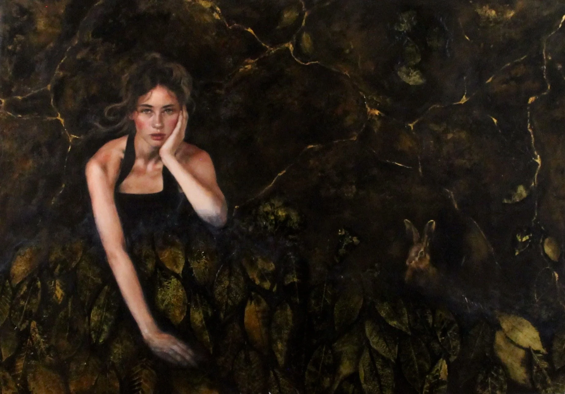 Suddenly - acrylic and botanical collage on wood - 100x70x4 - 2026 (ON SALE)