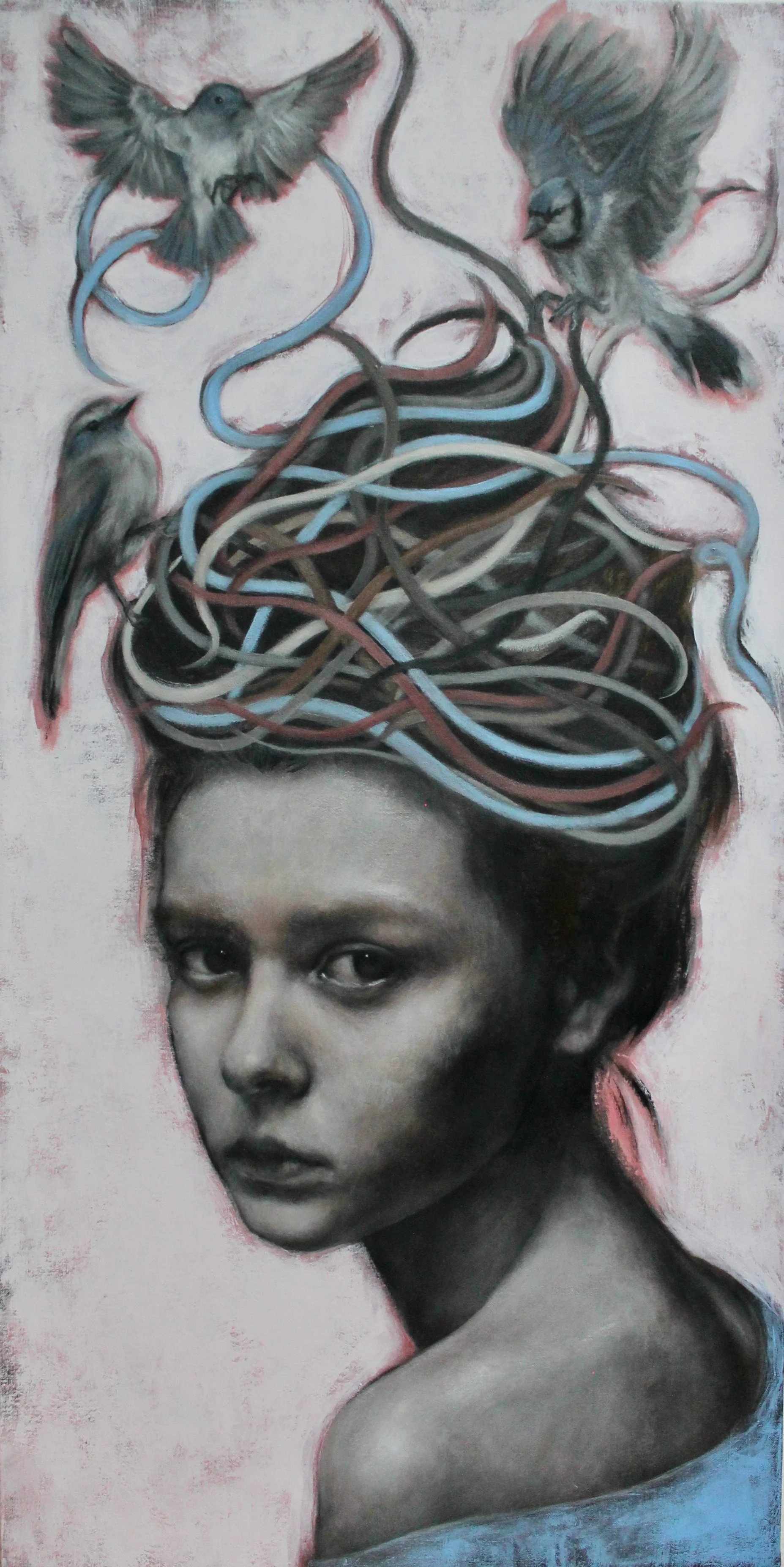 Interweavings - acrylic colors and black gesso on canvas - 40x80 - 2024 (SOLD)