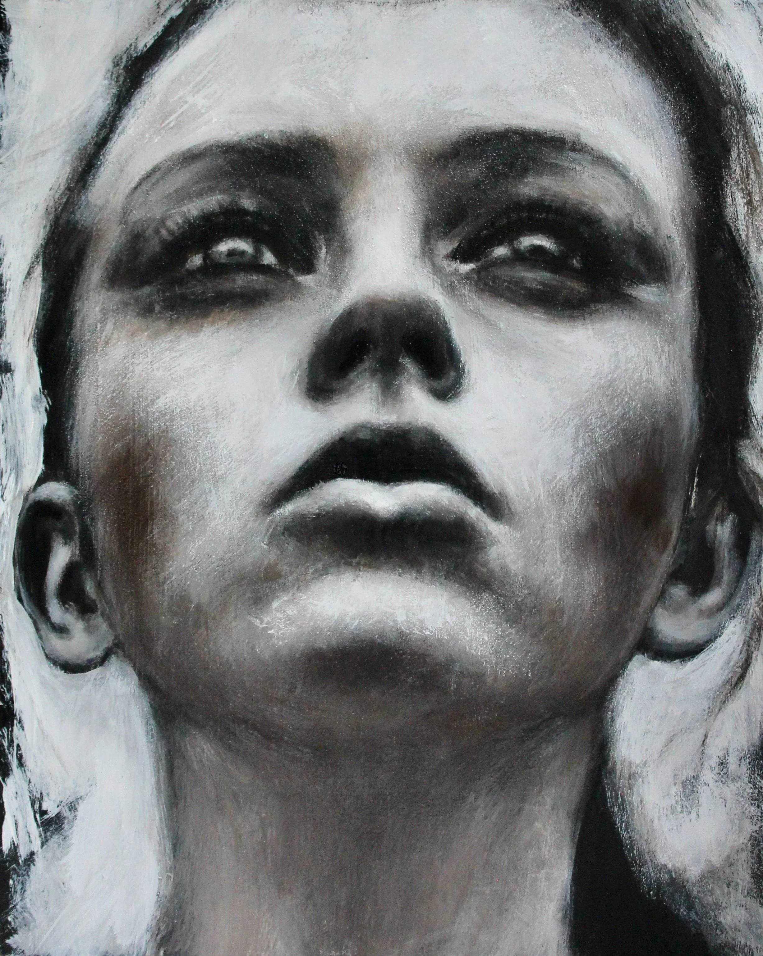 The past that's on you - acrylic colors and black gesso on wood - 20x25 - 2024 (SOLD)