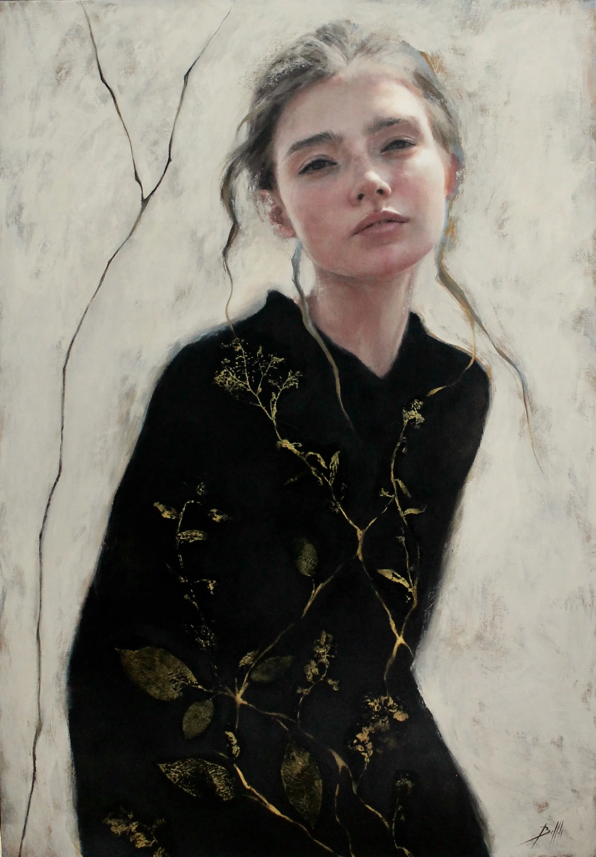 Soglia- acrylic and botanical collage on wood - 70x100x4 - 2026 (ON SALE)