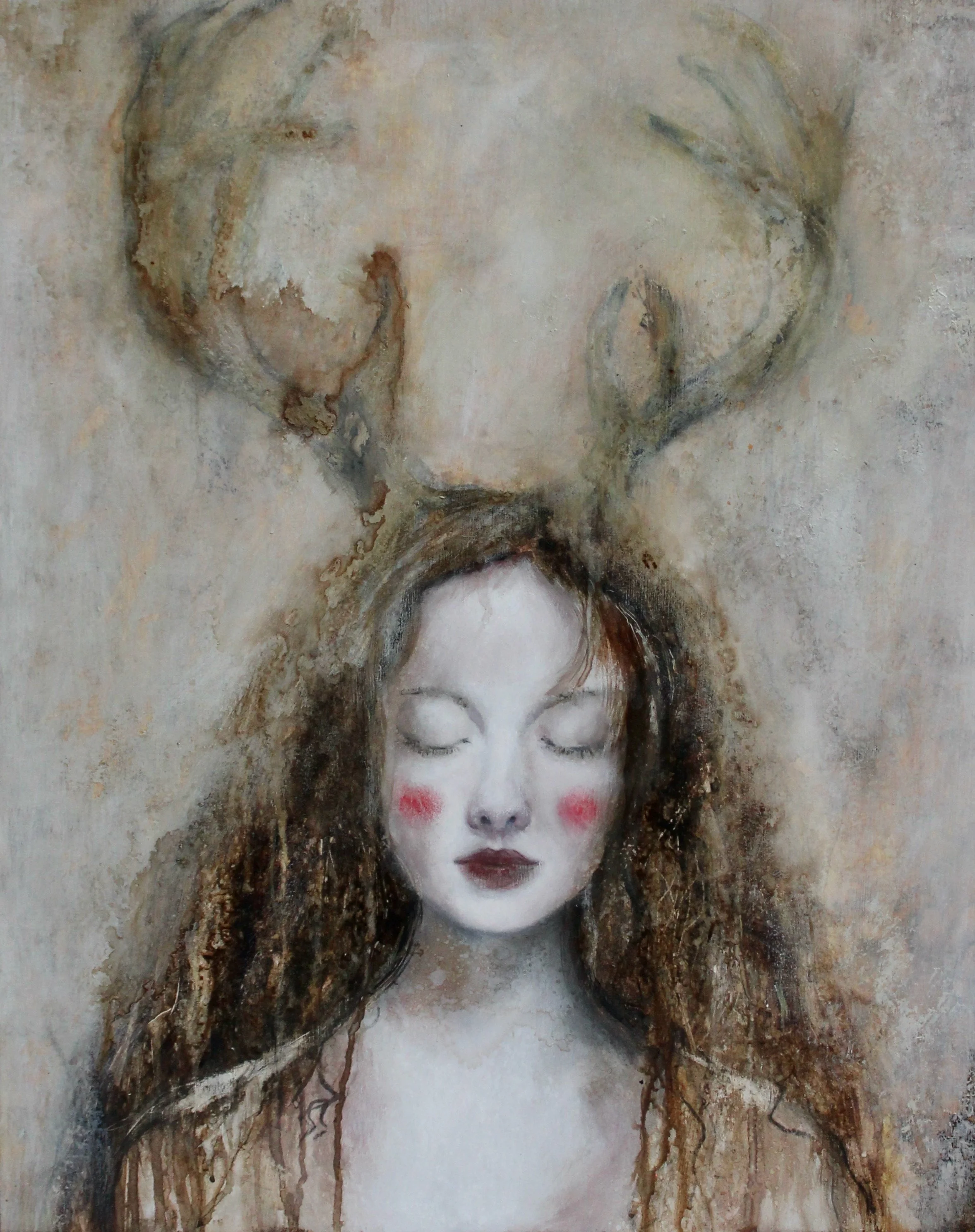 The memory of the forest II - gesso, soft pastels, charcoal and ink on wood - 40x50 - 2022 (SOLD)