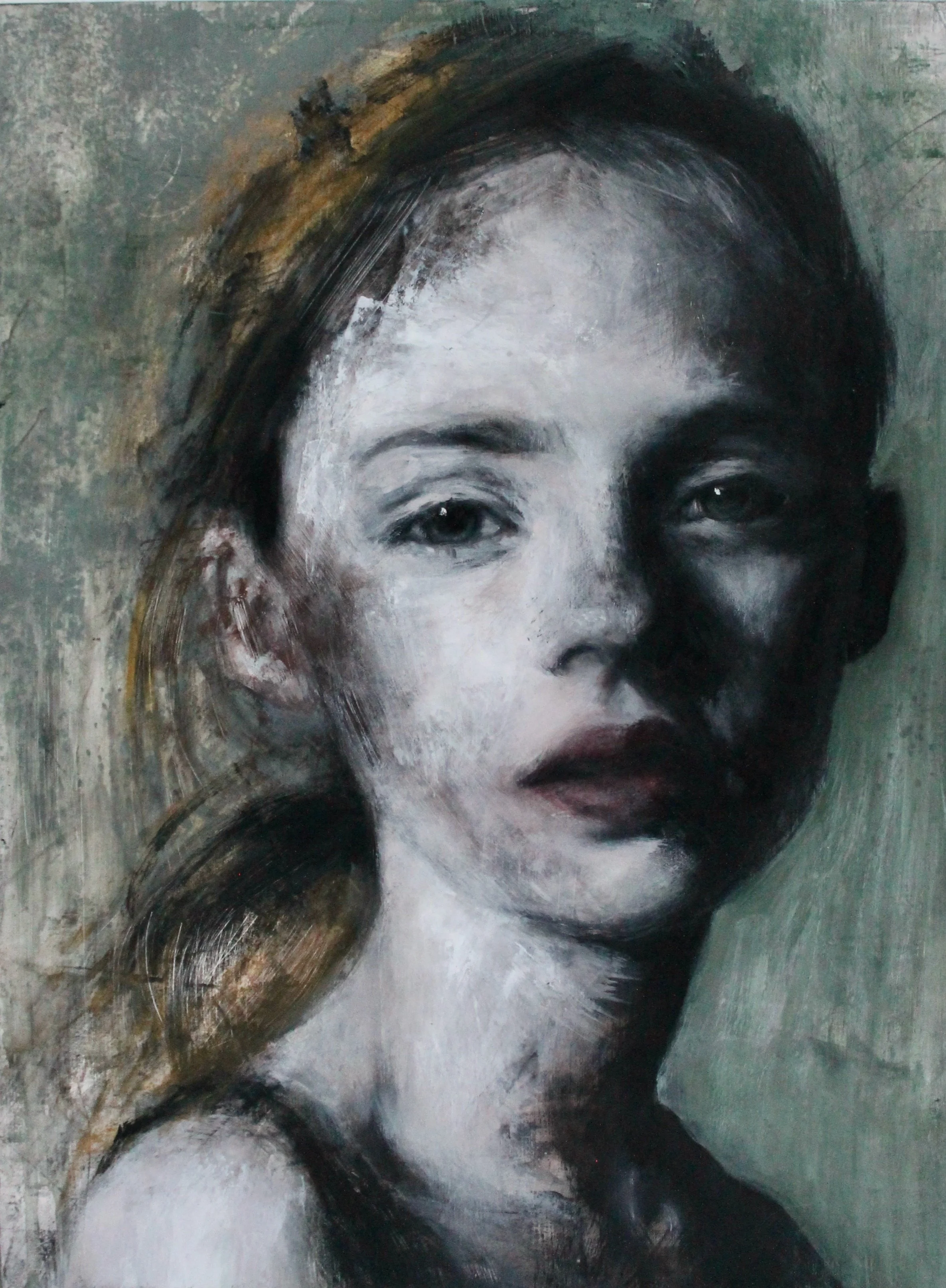 Between song and metaphor III - acrylic colors, soft pastels and charcoal on wood - 30x40 - 2022 (SOLD)