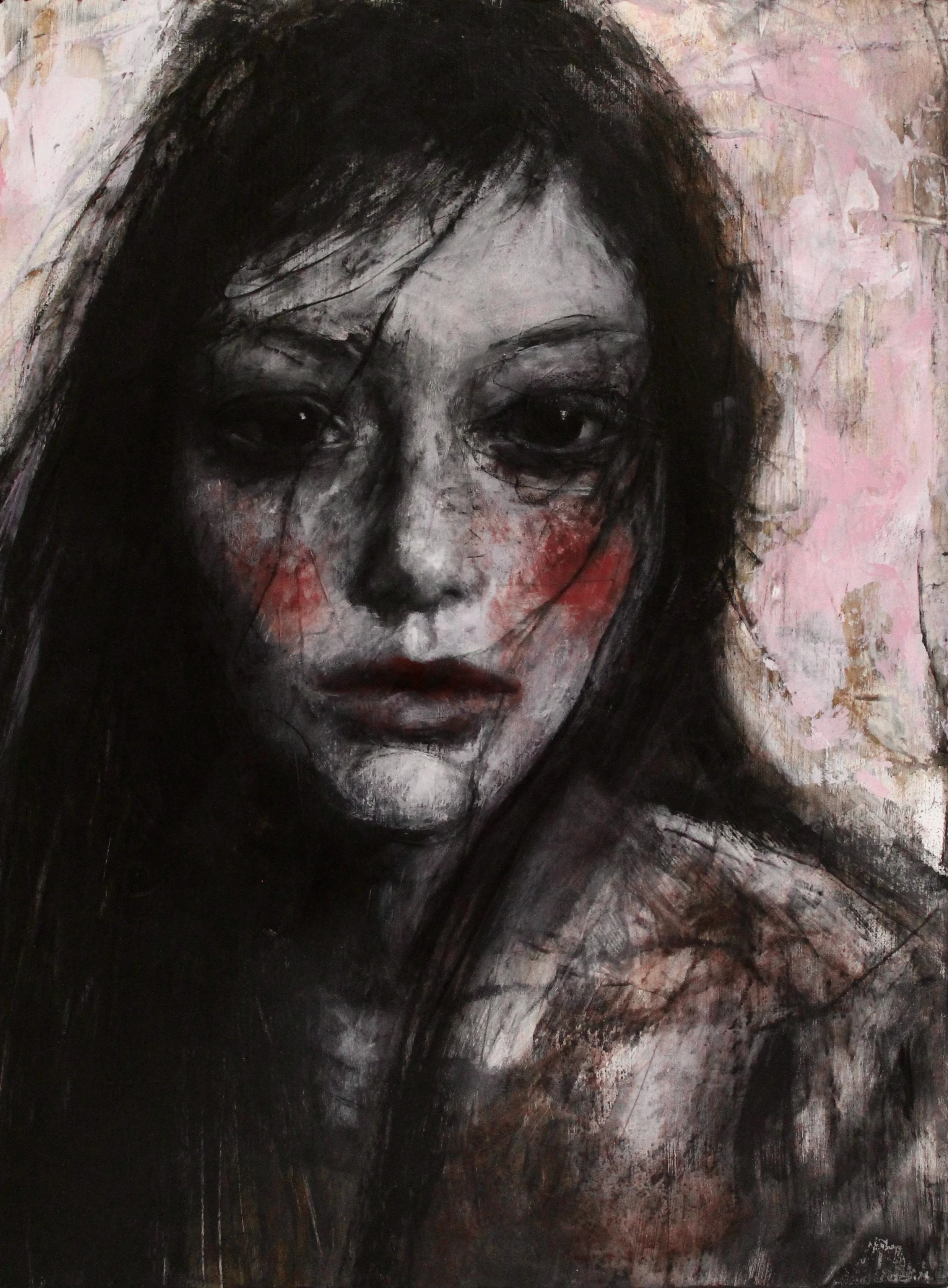 Between song and metaphor VII - acrylic colors, soft pastels and charcoal on wood - 30x40 - 2022 (SOLD)