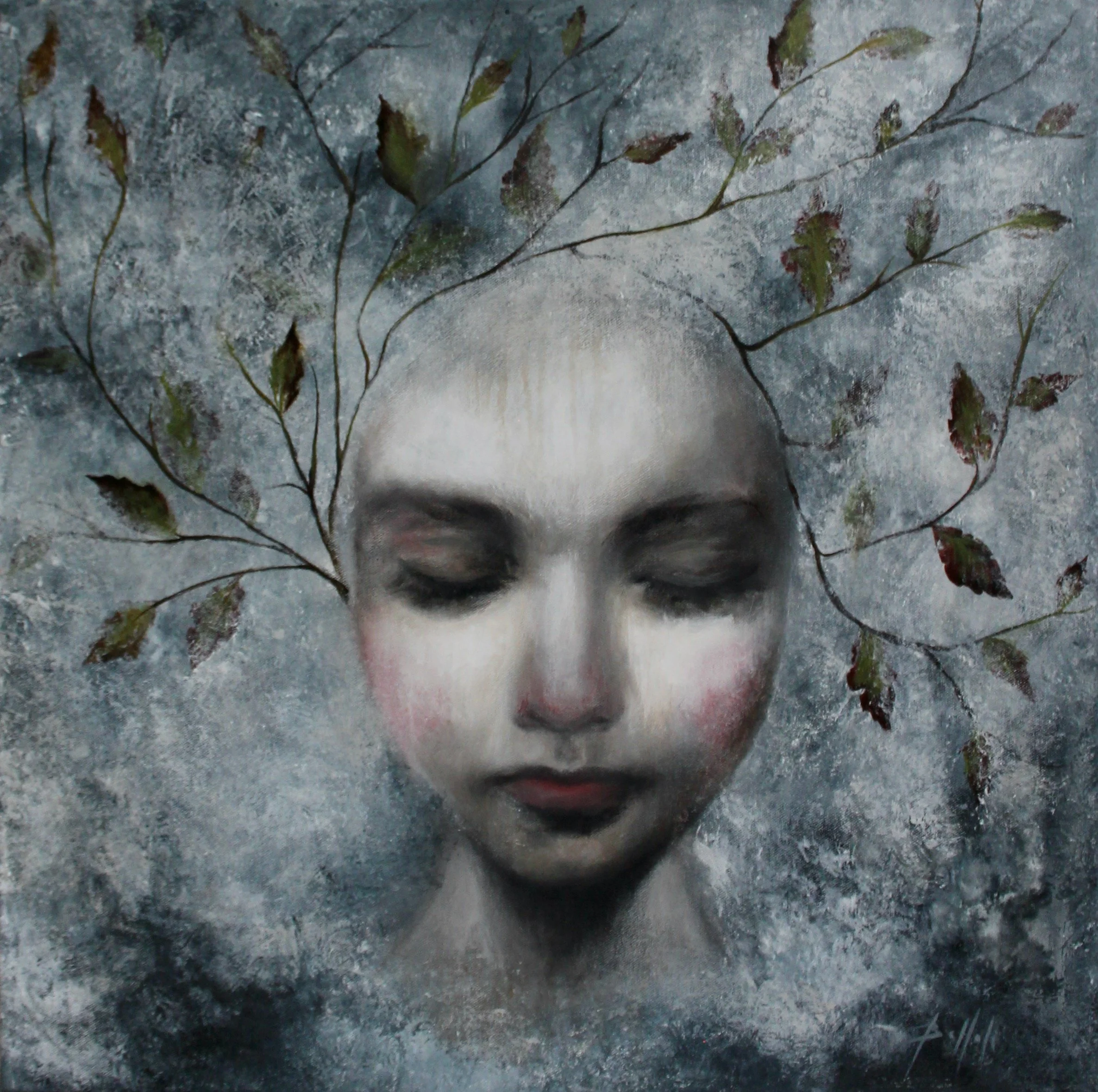 Morning thoughts - gesso and ink on canvas - 60x60 - 2022 (SOLD)