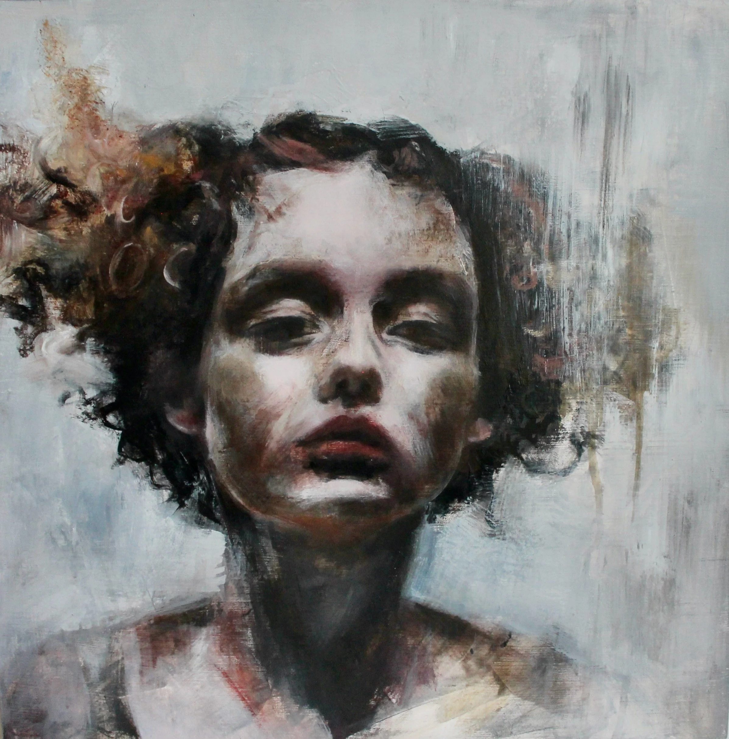 Between song and metaphor II - acrylic colors, soft pastels and charcoal on wood - 40x40 - 2022 (SOLD)