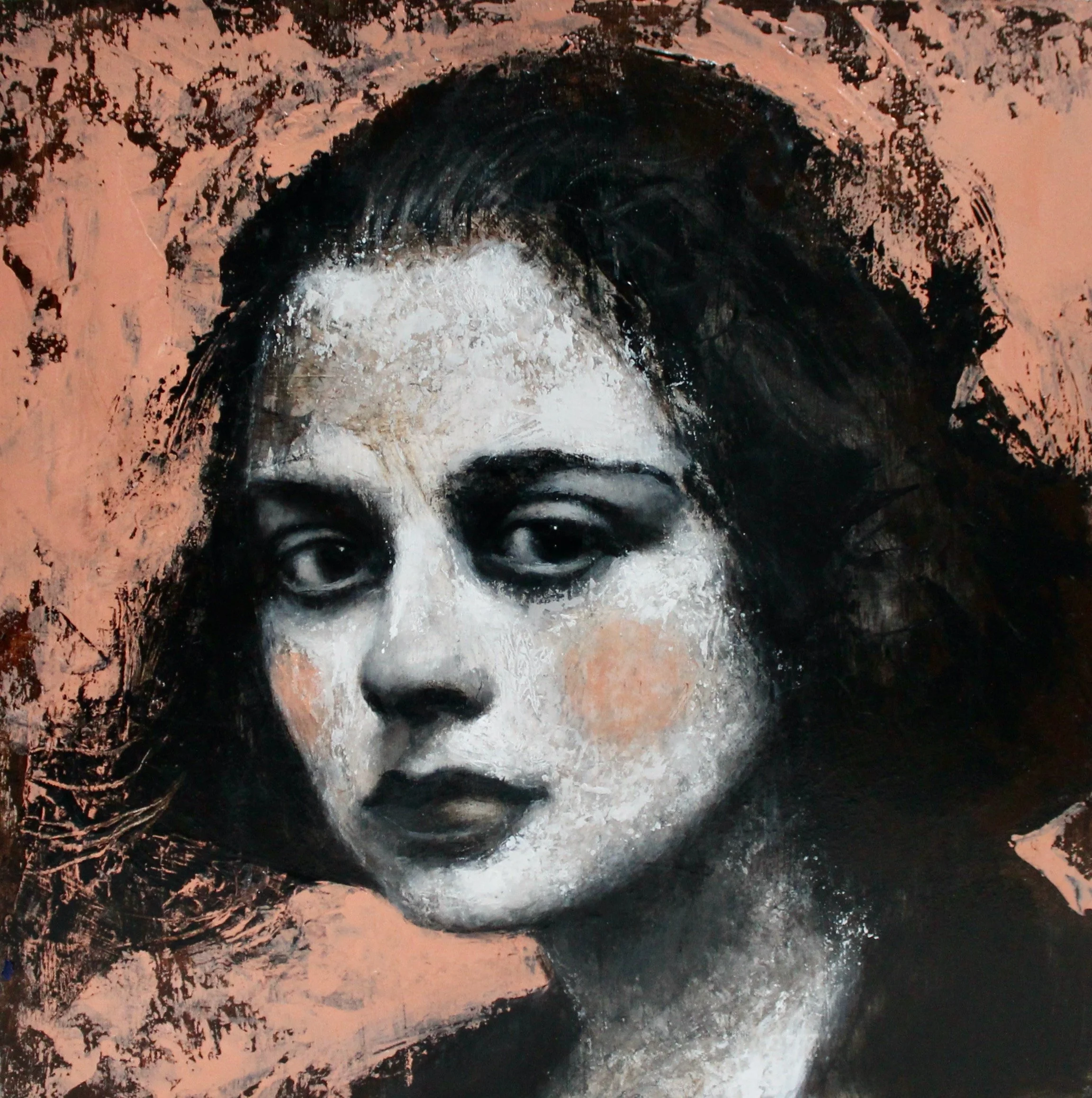 Monocromia I - acrylic colors, gesso and charcoal on wood - 25x25 - 2023 (ON SALE)