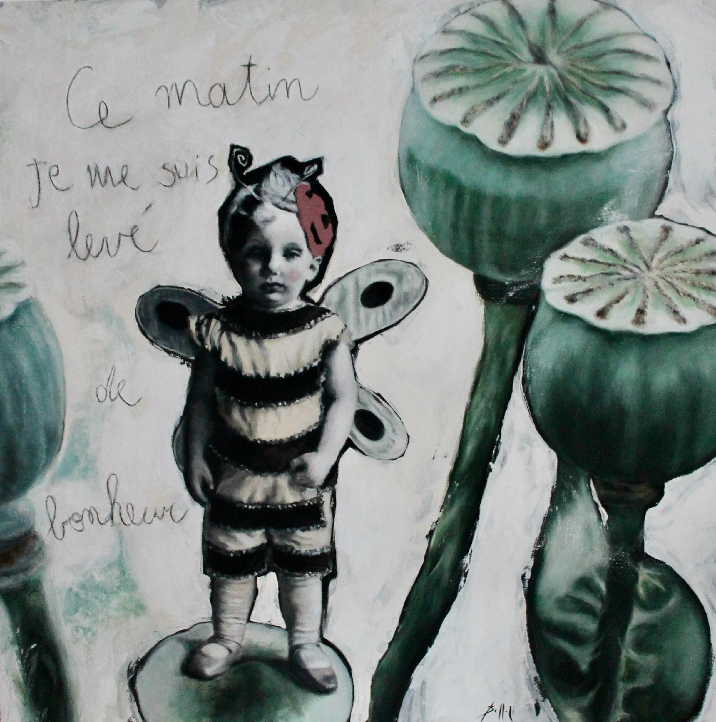 Man you're bad, get out of my garden - acrylic colors, molding paste, Pierre Noire on canvas - 90x90 -2021 (SOLD)