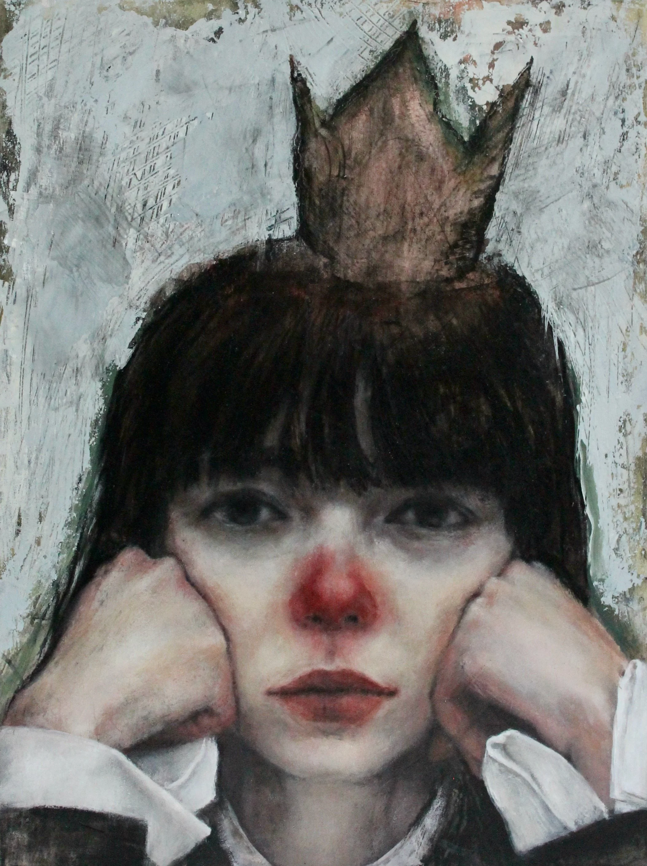 Without a kingdom II - acrylic colors, charcoal and ink on wood - 30x40 - 2023 (SOLD)