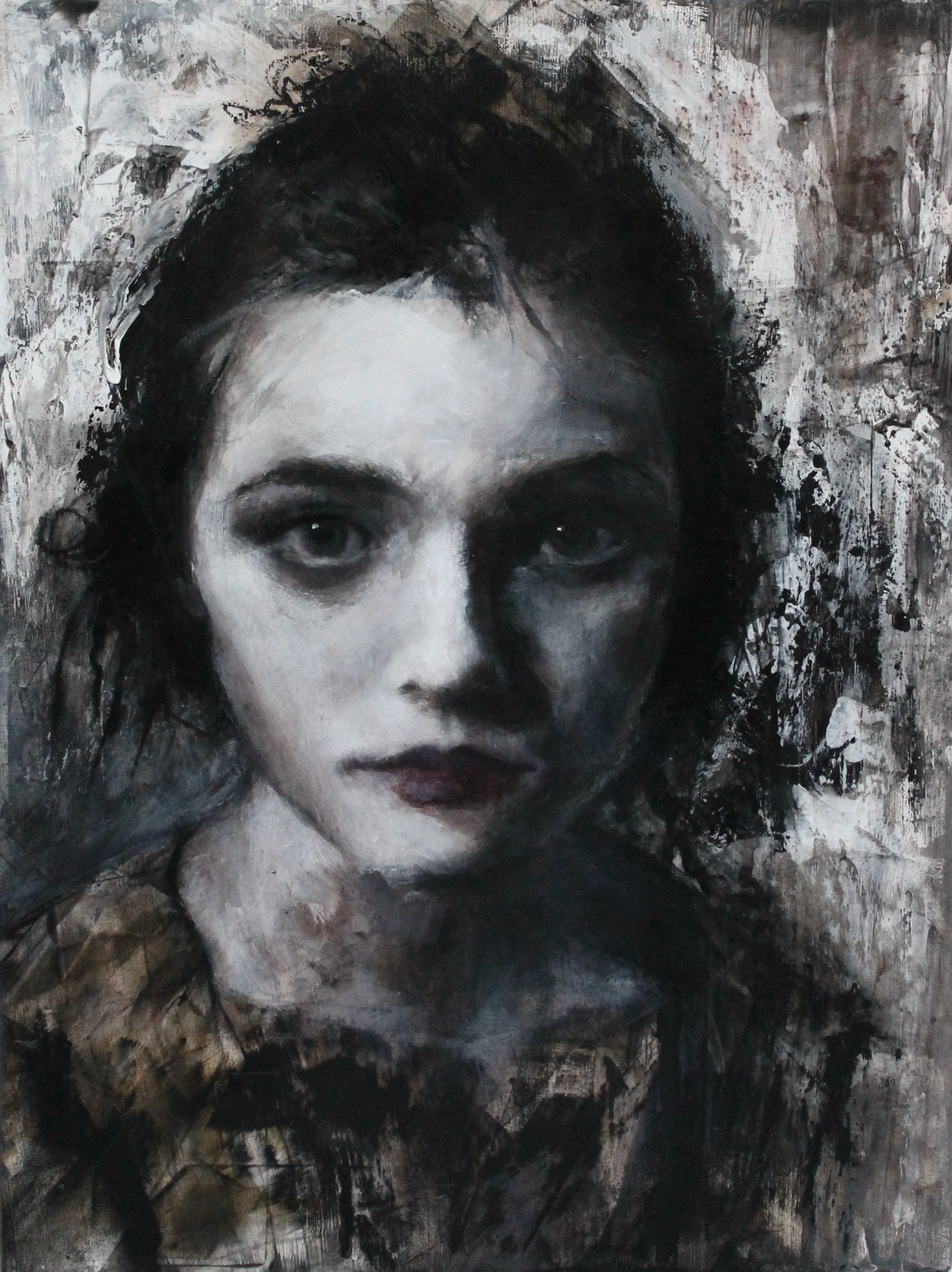 Between song and metaphor V - acrylic colors, soft pastels and charcoal on wood - 30x40 - 2022 (SOLD)