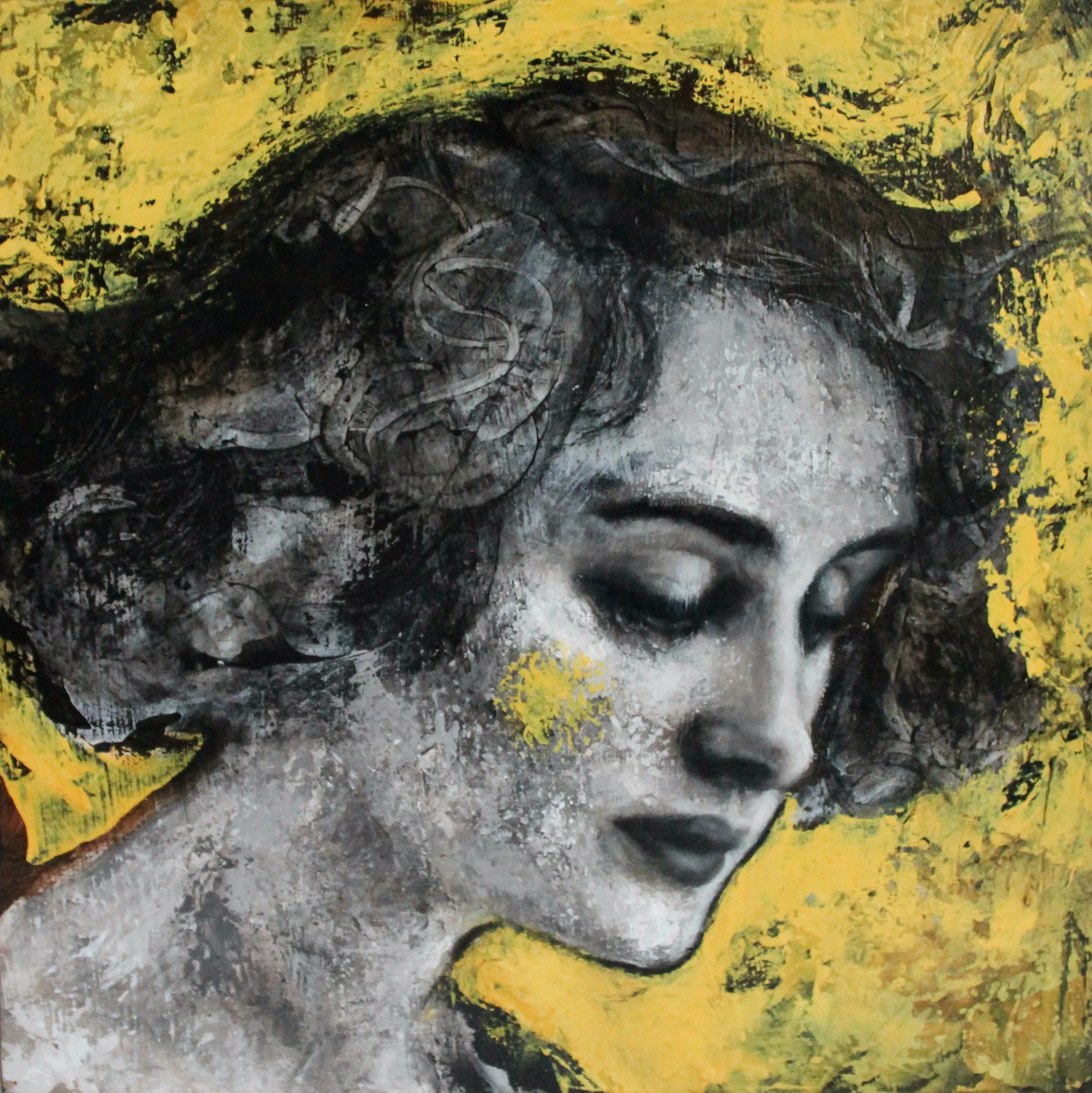 Monocromia III - acrylic colors, gesso and charcoal on wood - 25x25 - 2023 (ON SALE)